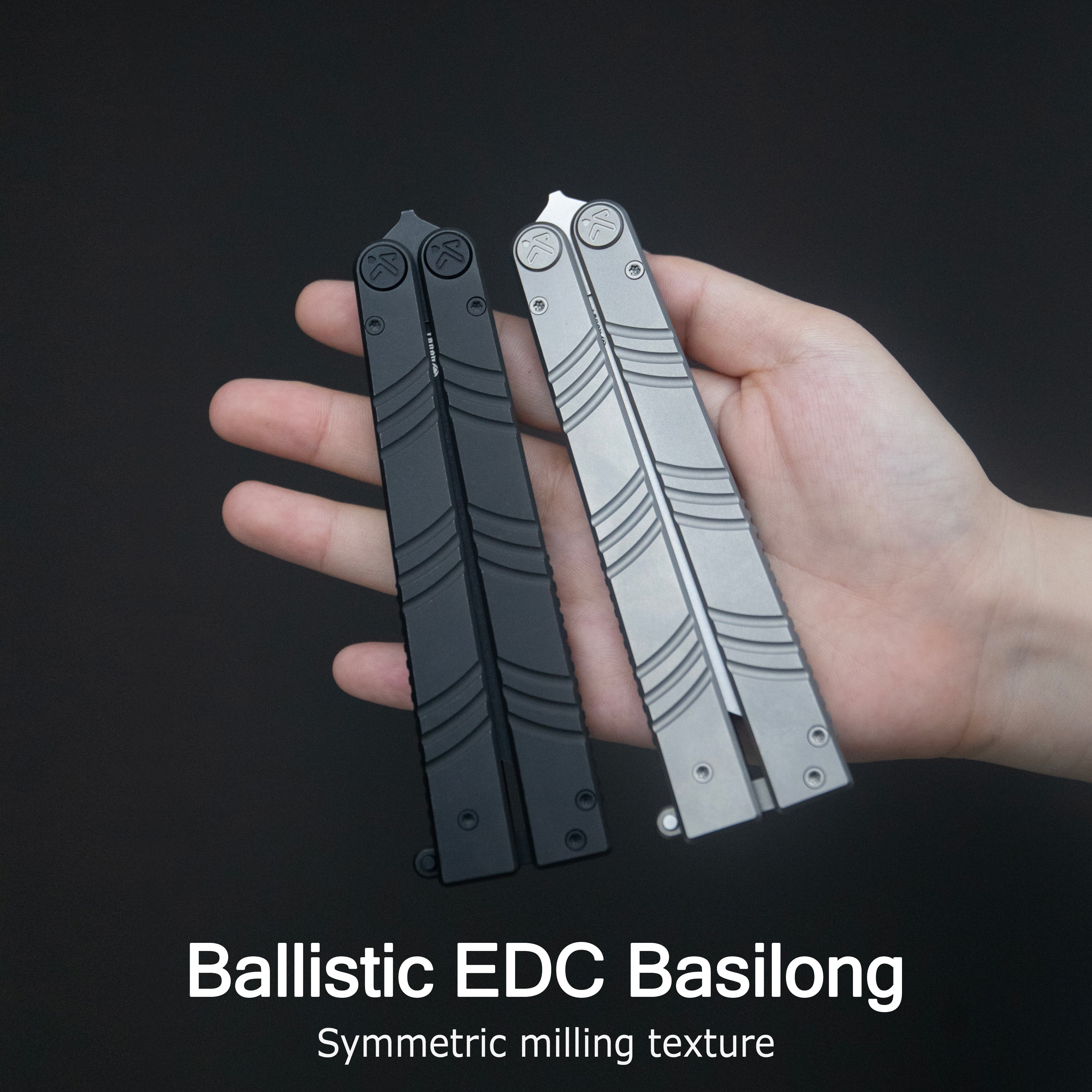 Kubey Ballistic EDC Basilong Sandblast Titanium Handle 4.09" Beadblast Sandvik 14C28N Blade Knife KU297A