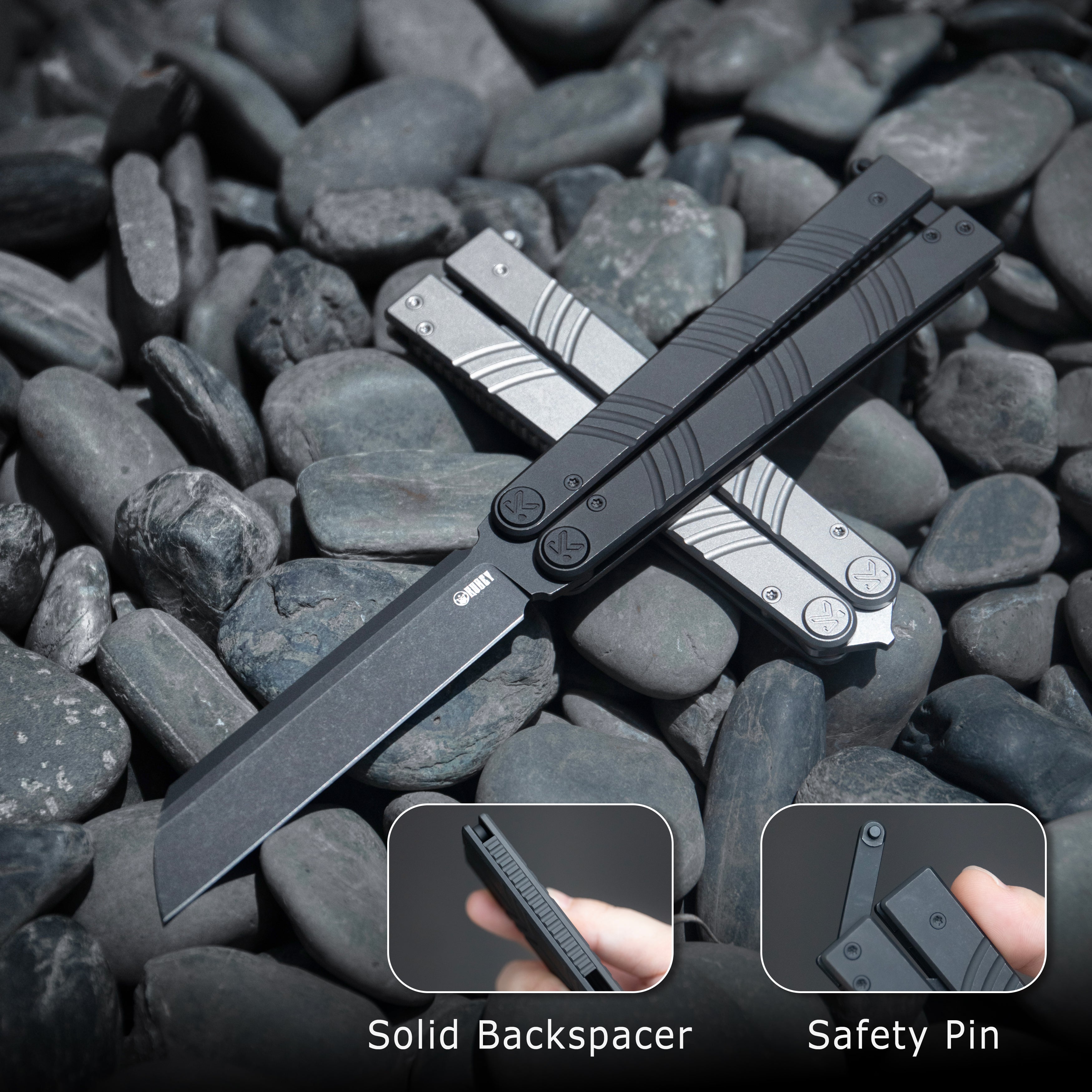 Kubey Ballistic EDC Basilong Sandblast Titanium Handle 4.09" Beadblast Sandvik 14C28N Blade Knife KU297A