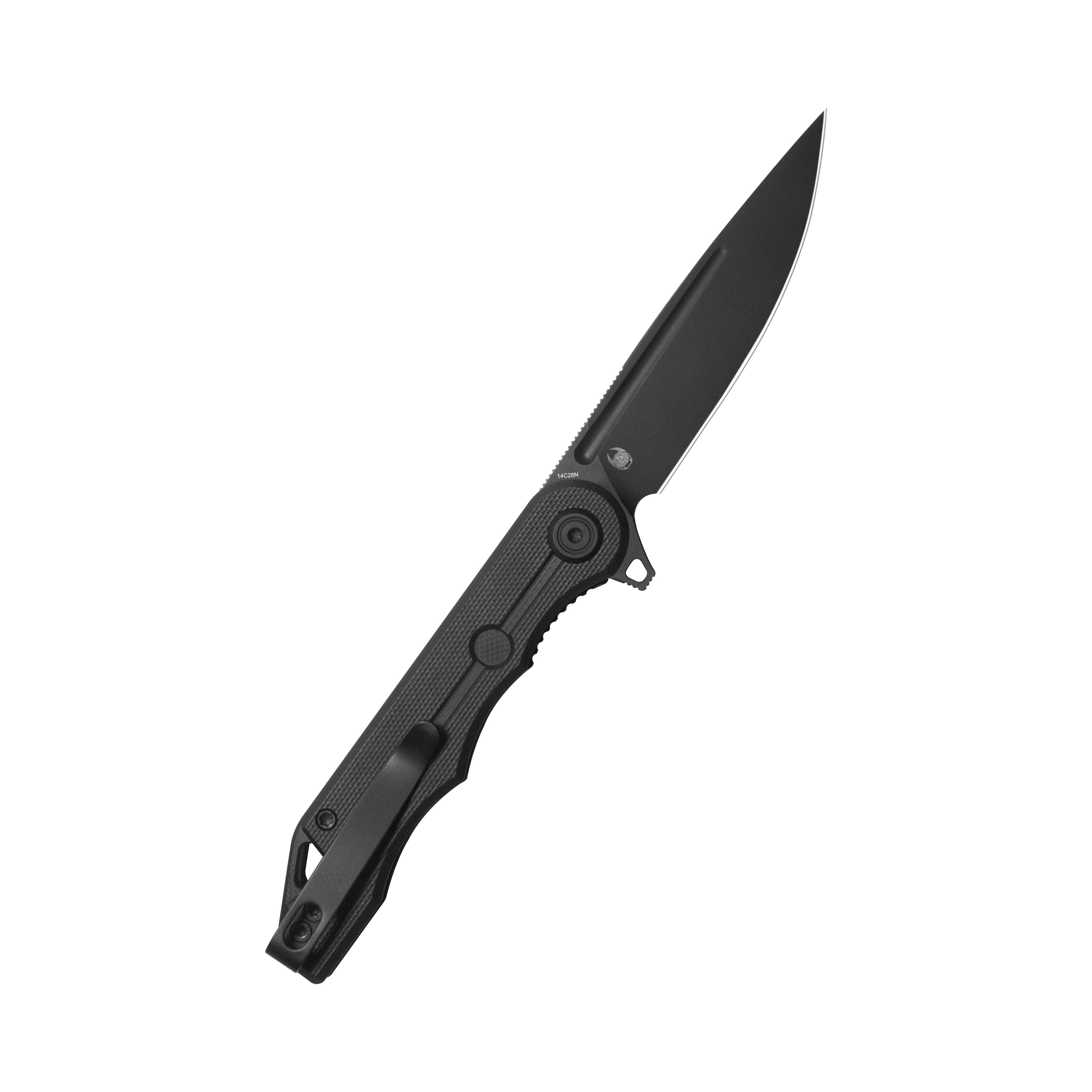 Mizo Liner Lock Flipper Folding Knife Black G10 Handle 3.15" Blackwash 14C28N KU312P