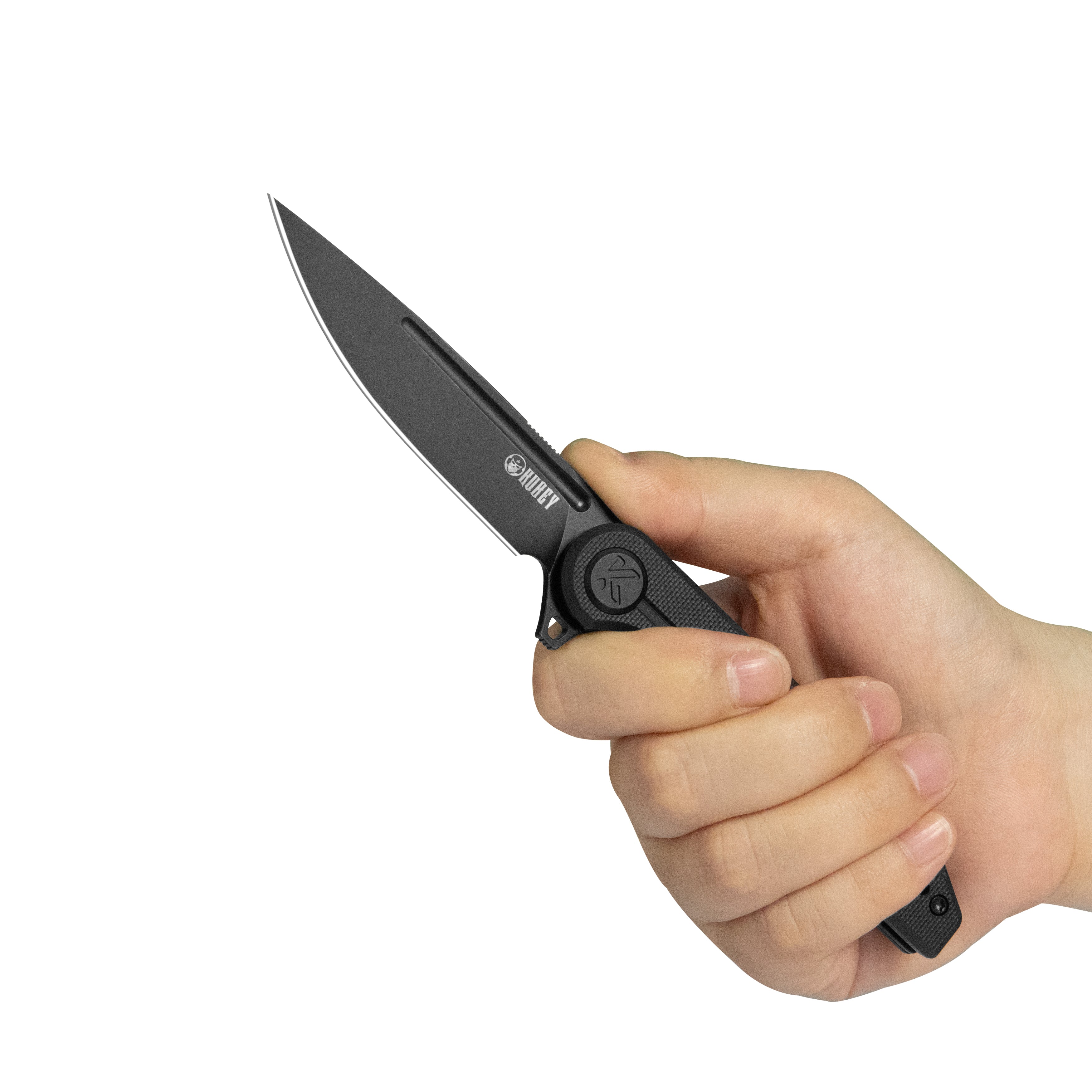 Mizo Liner Lock Flipper Folding Knife Black G10 Handle 3.15" Blackwash 14C28N KU312P