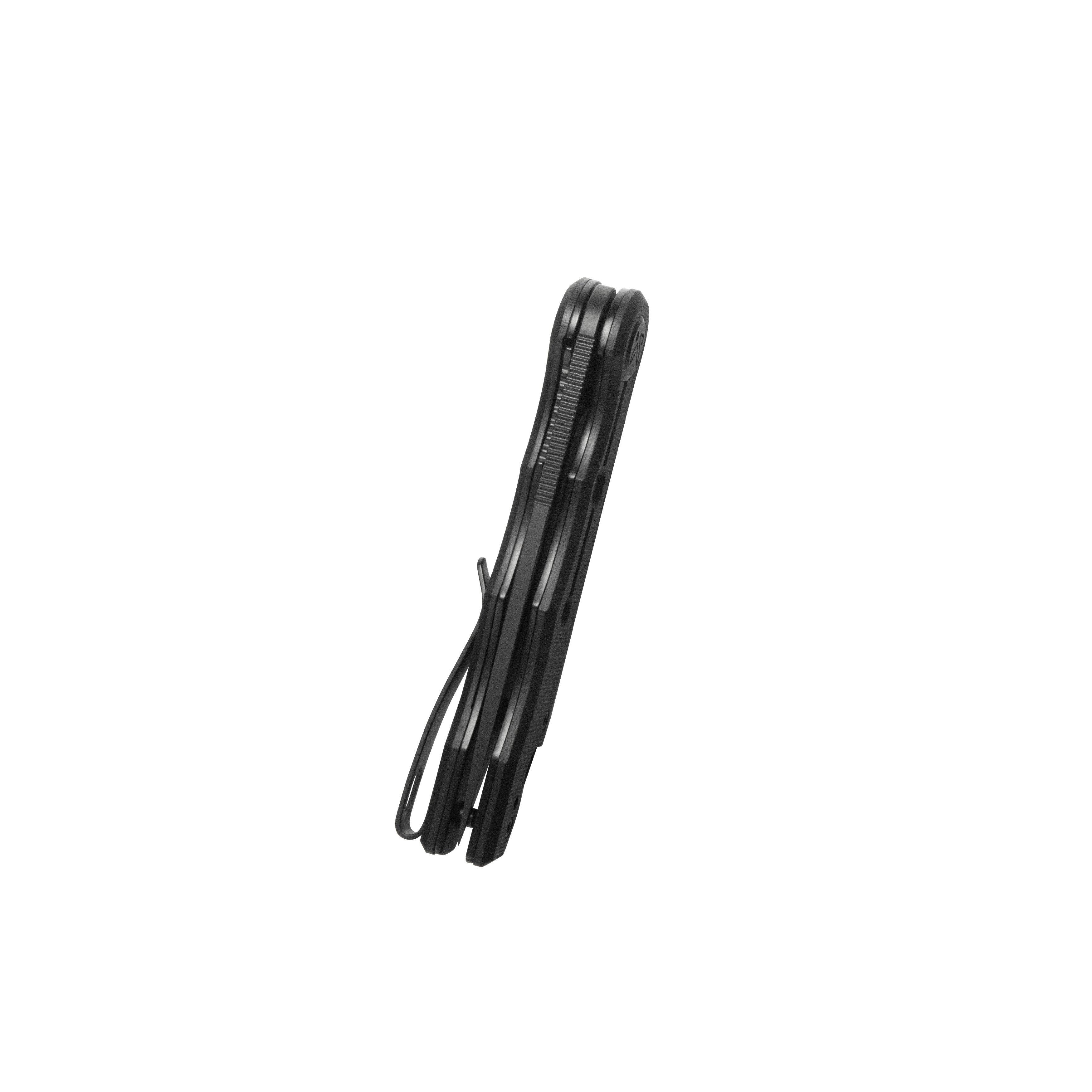 Mizo Liner Lock Flipper Folding Knife Black G10 Handle 3.15" Blackwash 14C28N KU312P