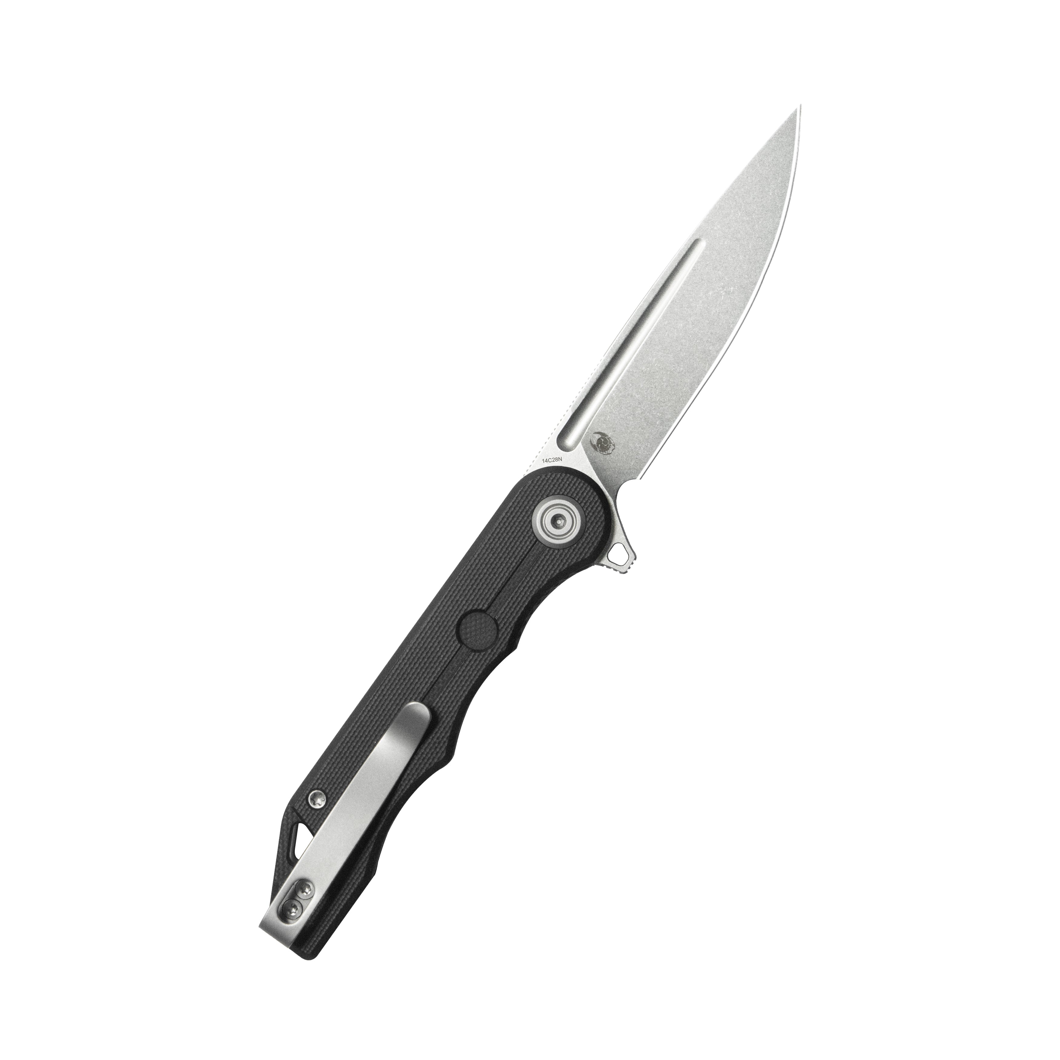 Mizo Liner Lock Flipper Folding Knife Black G10 Handle 3.15" Beadblast 14C28N KU312R