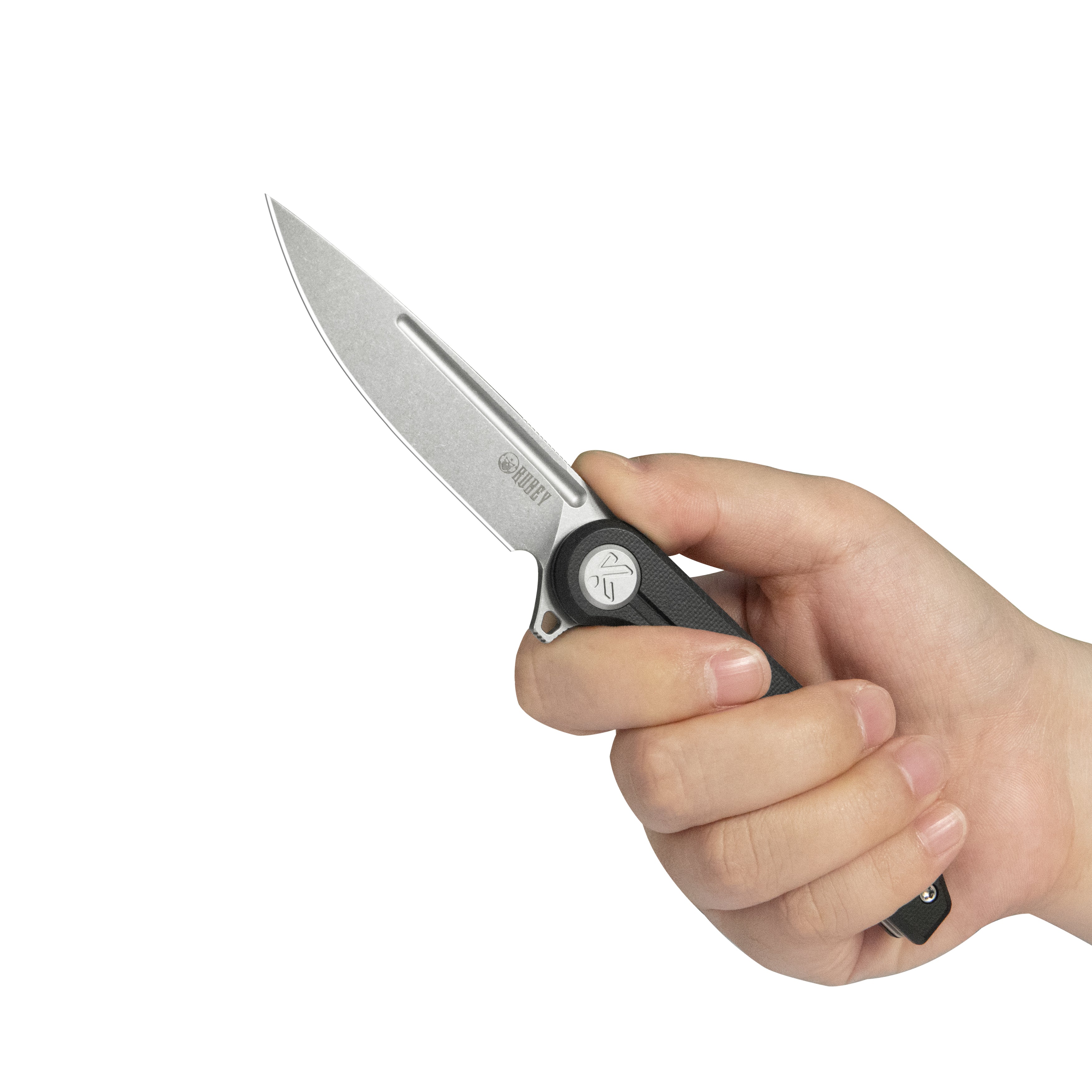 Mizo Liner Lock Flipper Folding Knife Black G10 Handle 3.15" Beadblast 14C28N KU312R