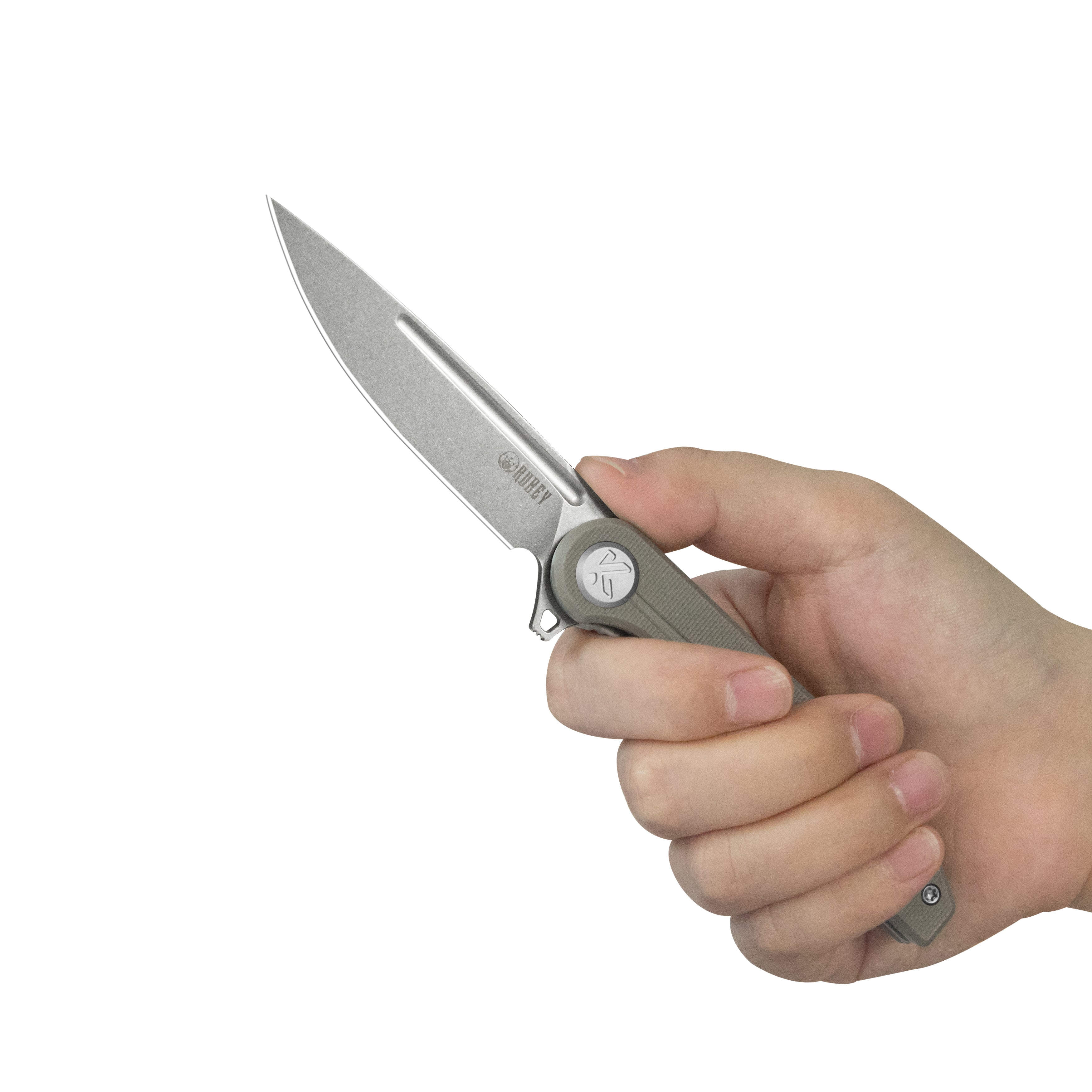 Mizo Liner Lock Flipper Folding Knife Khaki G10 Handle 3.15" Beadblast 14C28N KU312S