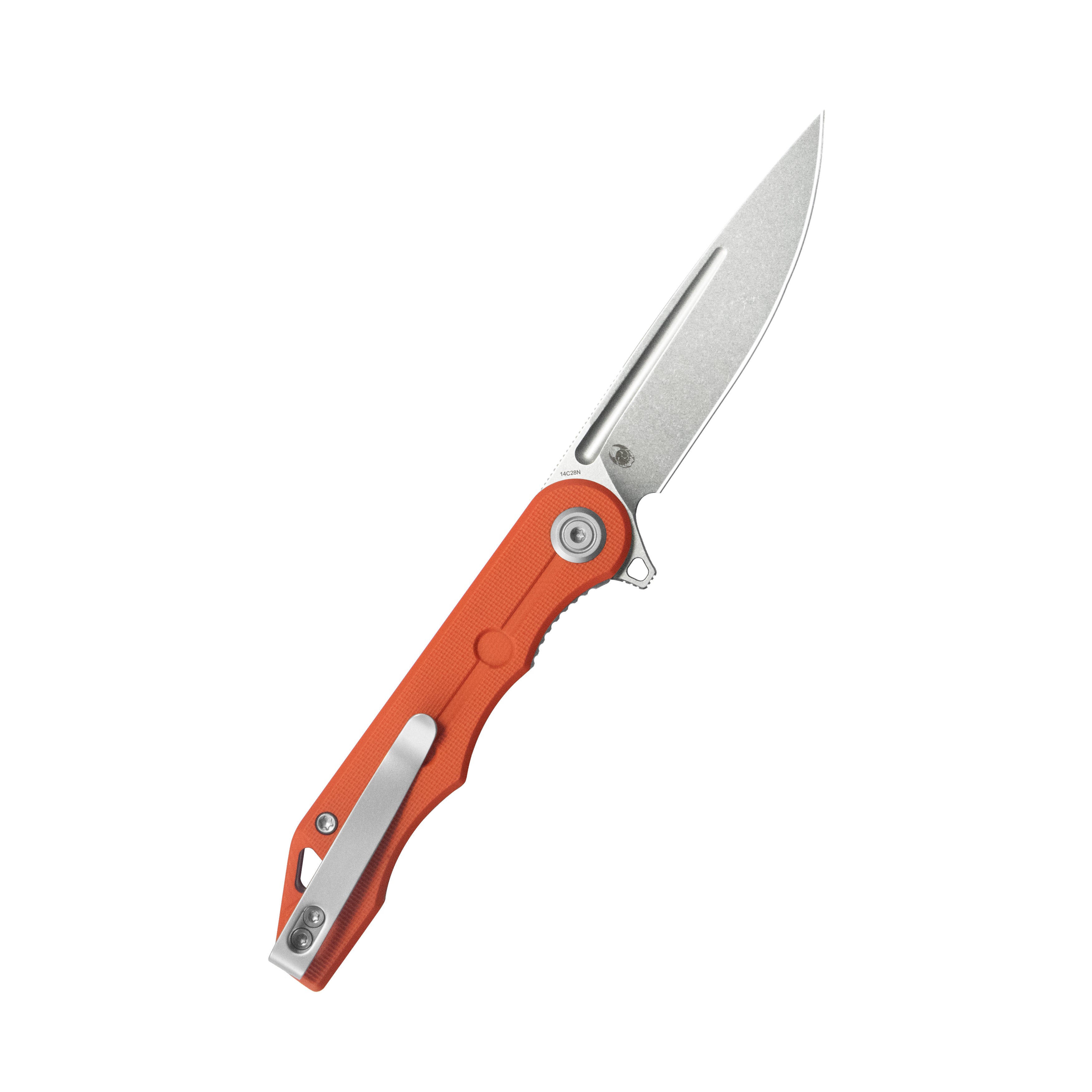 Mizo Liner Lock Flipper Folding Knife Orange G10 Handle 3.15" Beadblast 14C28N KU312U