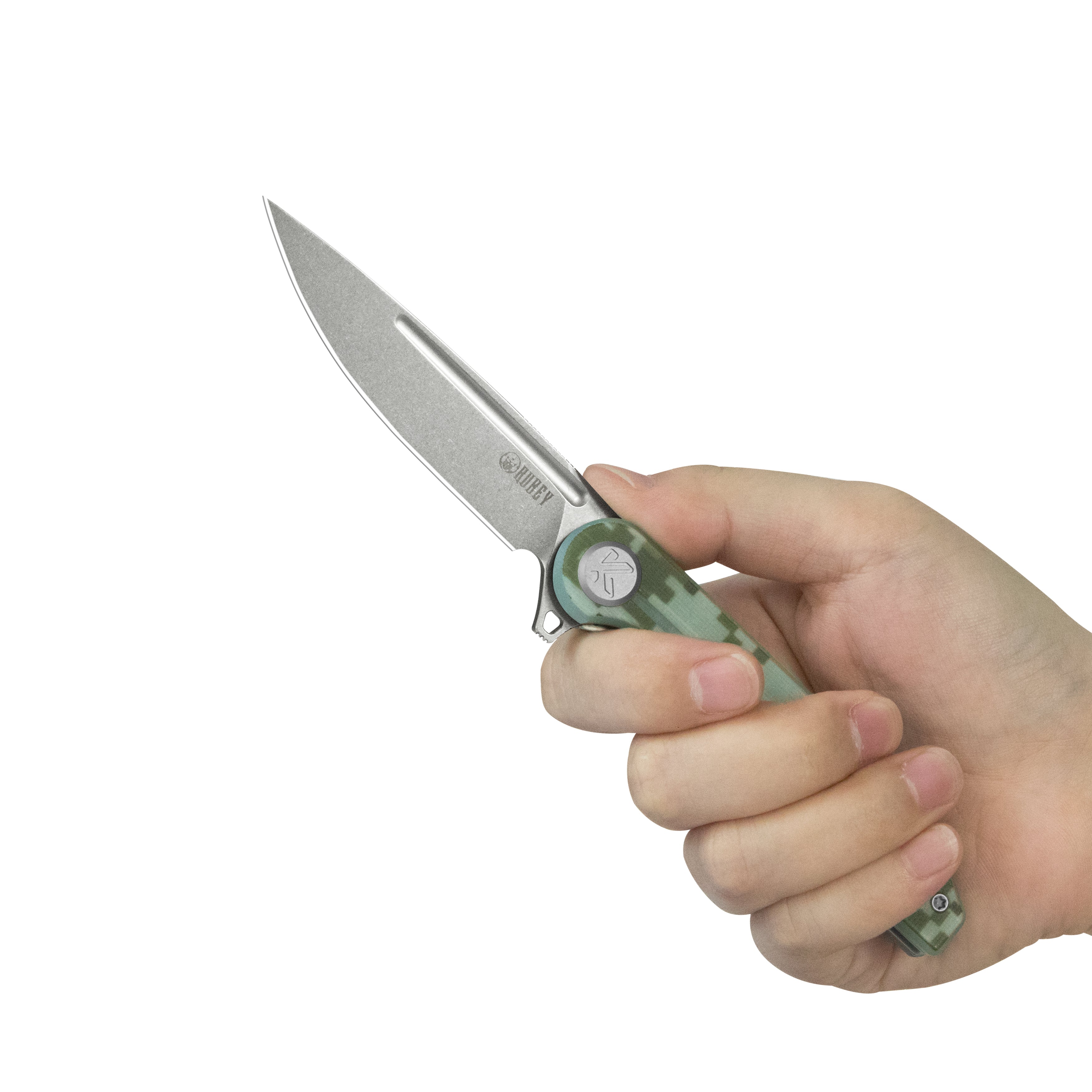 Mizo Liner Lock Flipper Folding Knife Como G10 Handle 3.15" Beadblast 14C28N KU312V