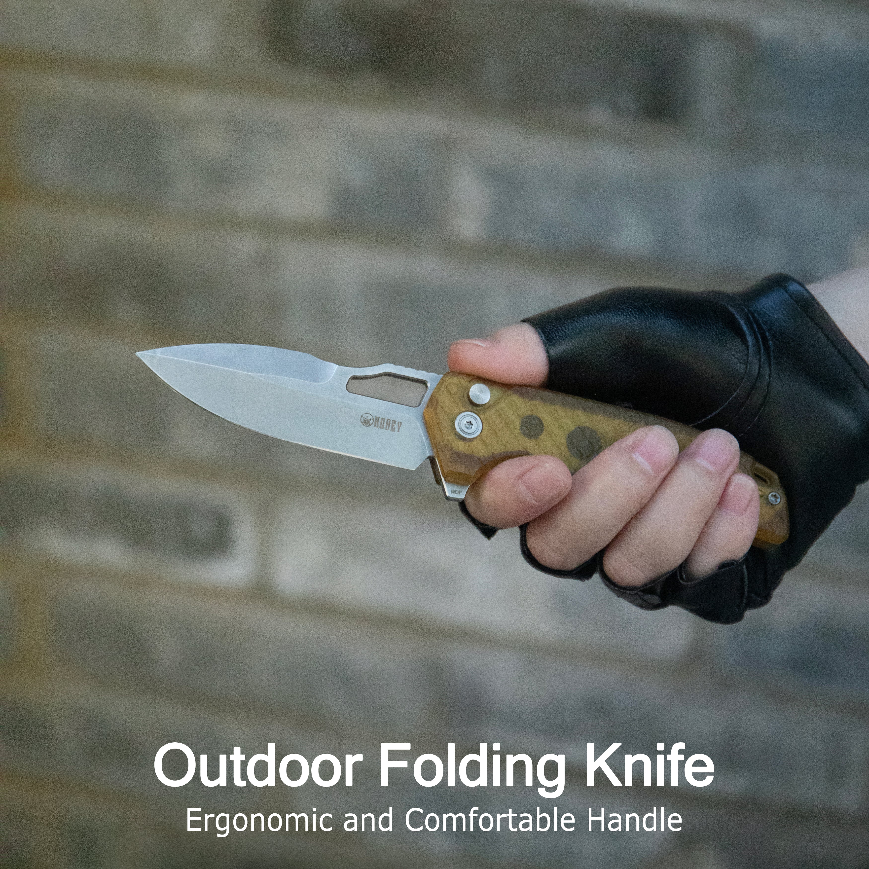 Kubey RDF Pocket Folding Knife Black G-10 Handle 3.11" Beadblast 14C28N Blade Knife KU316N