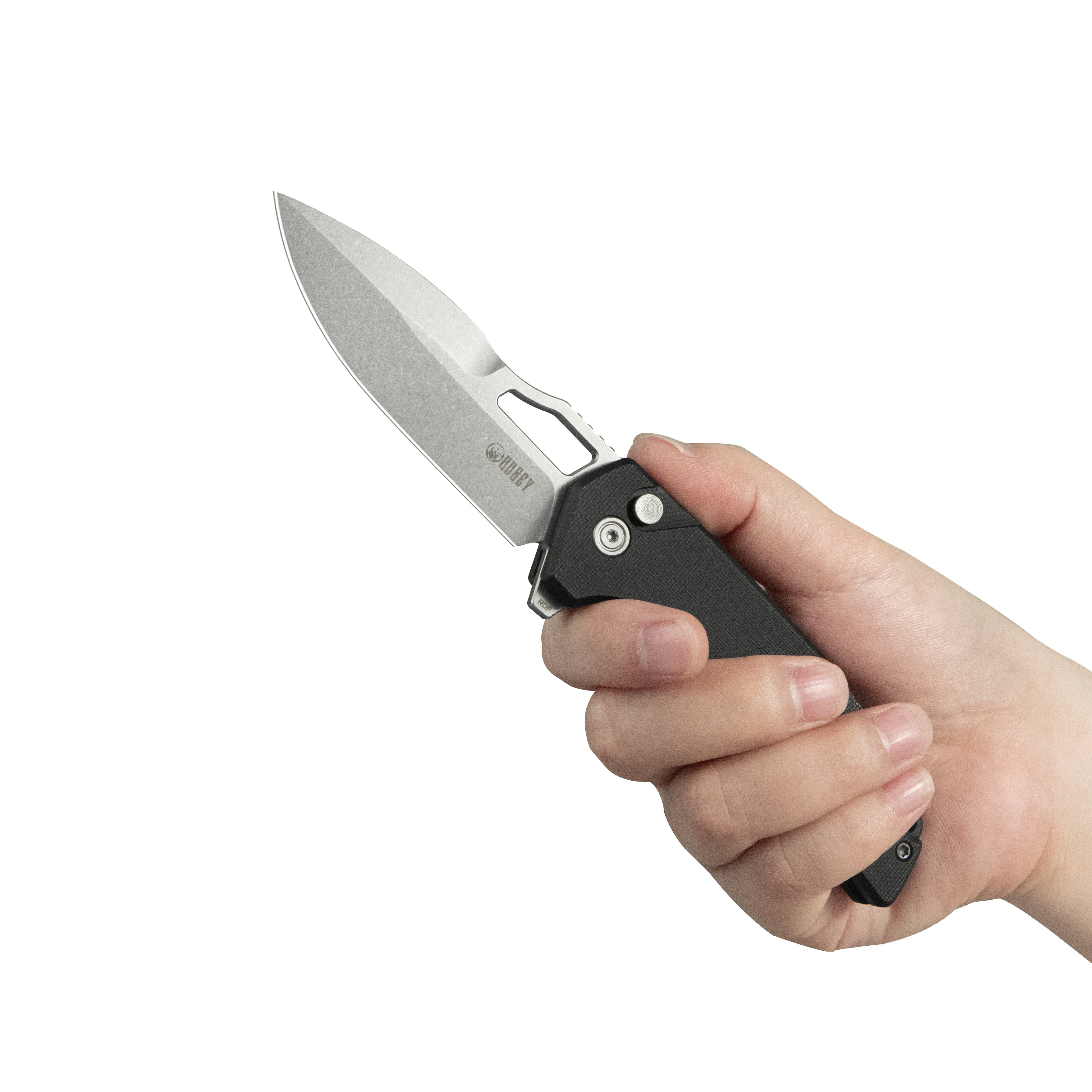 Kubey RDF Pocket Folding Knife Black G-10 Handle 3.11" Beadblast 14C28N Blade Knife KU316N
