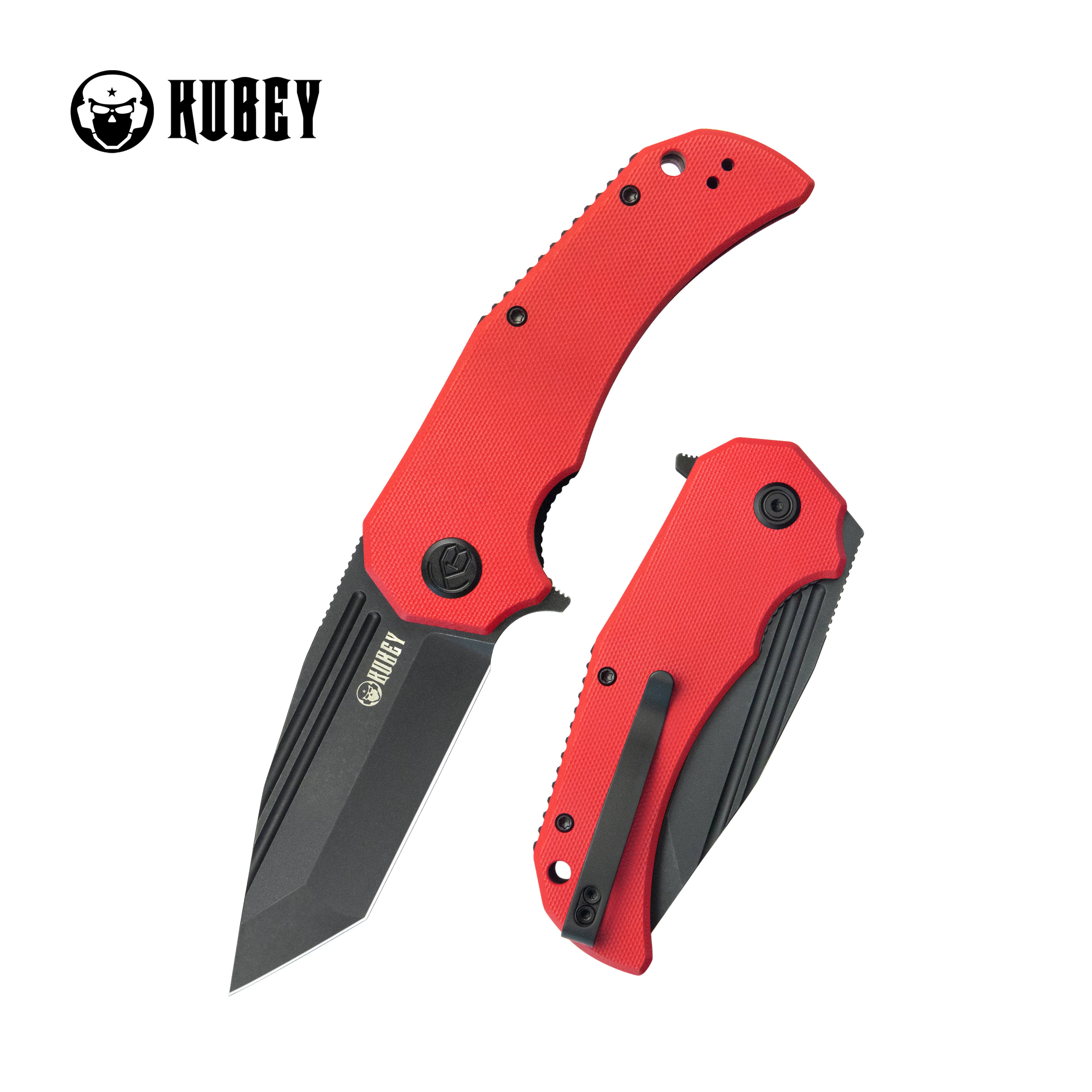 Mikkel Willumsen Design Bravo one Tanto Outdoor Folding Camping Knife Red G10 Handle 3.39" Blackwash AUS-10 KU318B