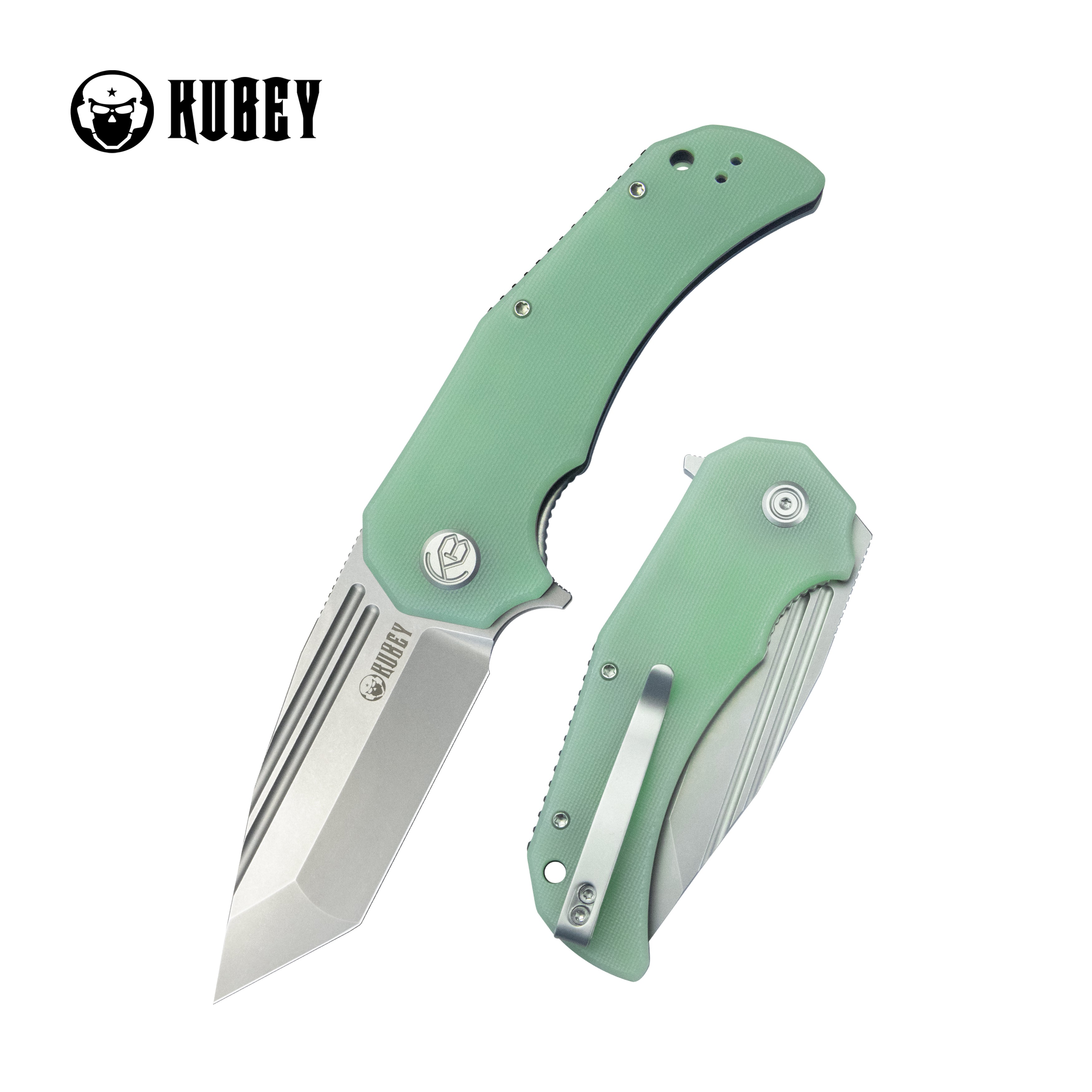 Mikkel Willumsen Design Bravo one Tanto Outdoor Folding Camping Knife Jade G10 Handle 3.39" Beadblast AUS-10 KU318D
