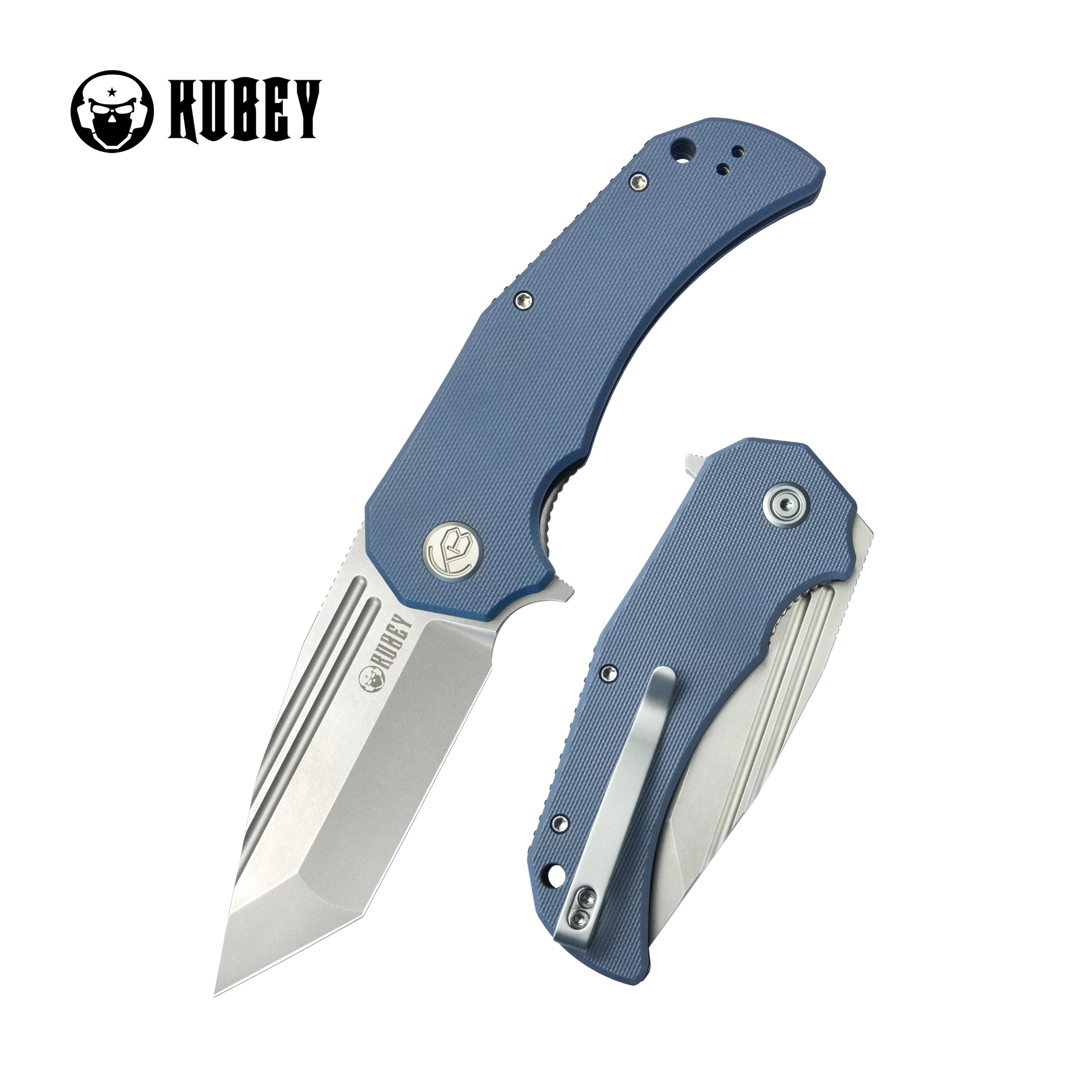 Mikkel Willumsen Design Bravo one Tanto Outdoor Folding Camping Knife Blue G10 Handle 3.39" Beadblast AUS-10 KU318E