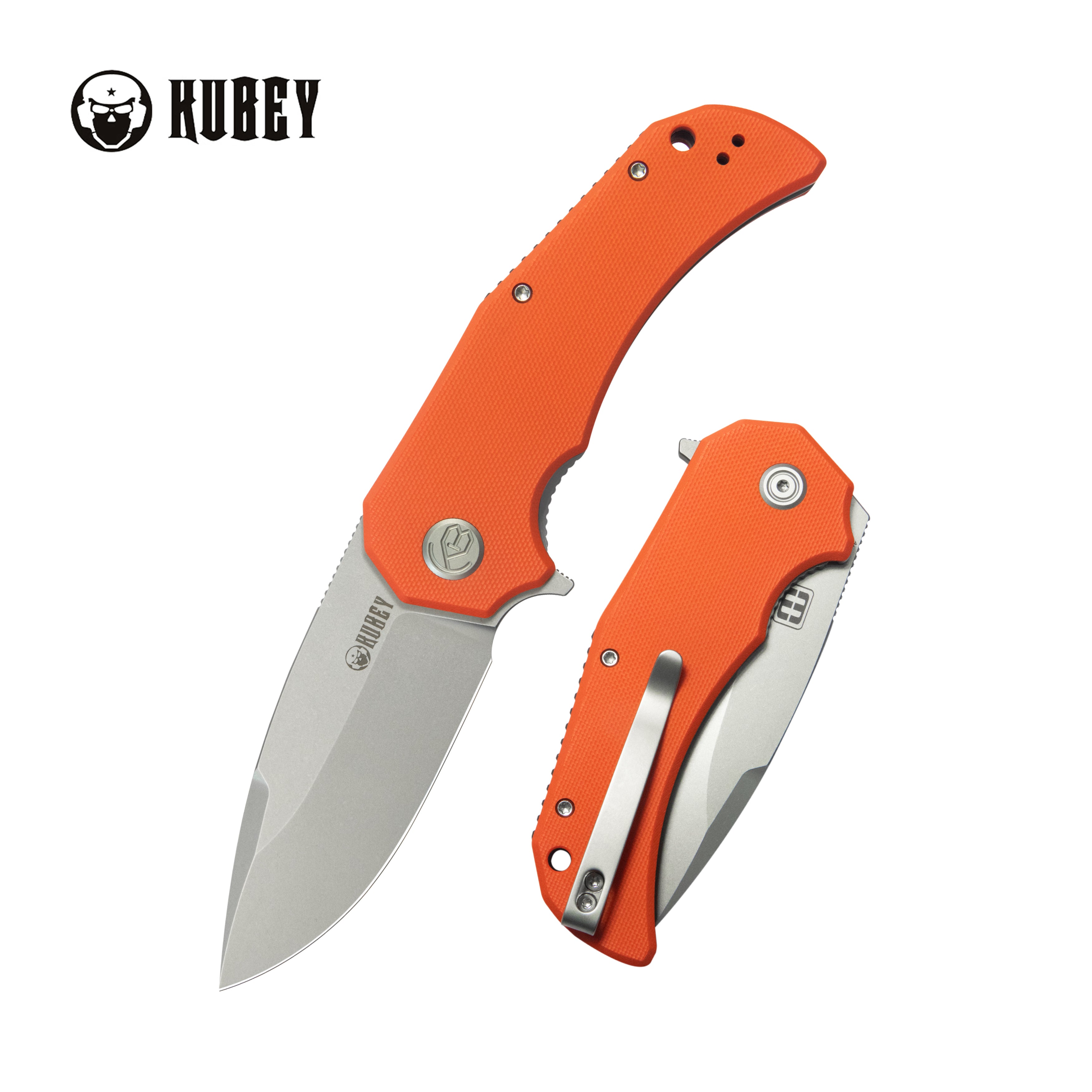 Mikkel Willumsen Design Bravo one Drop Point Outdoor Folding Camping Knife Orange G10 Handle 3.39" Beadblast AUS-10 KU319B
