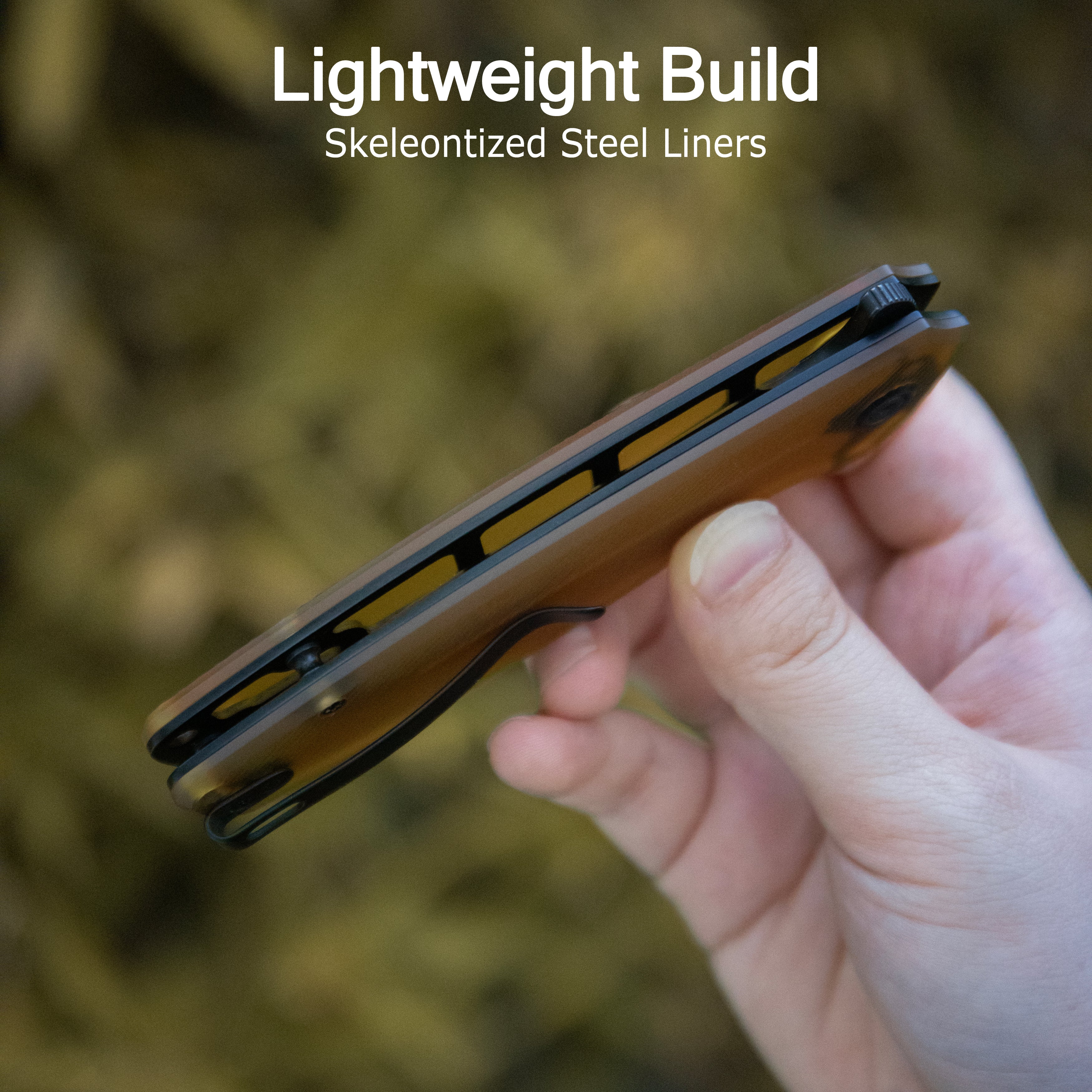 Tityus Liner Lock Flipper Folding Knife Tan Handle 3.39" Blackwash 14C28N KU322U