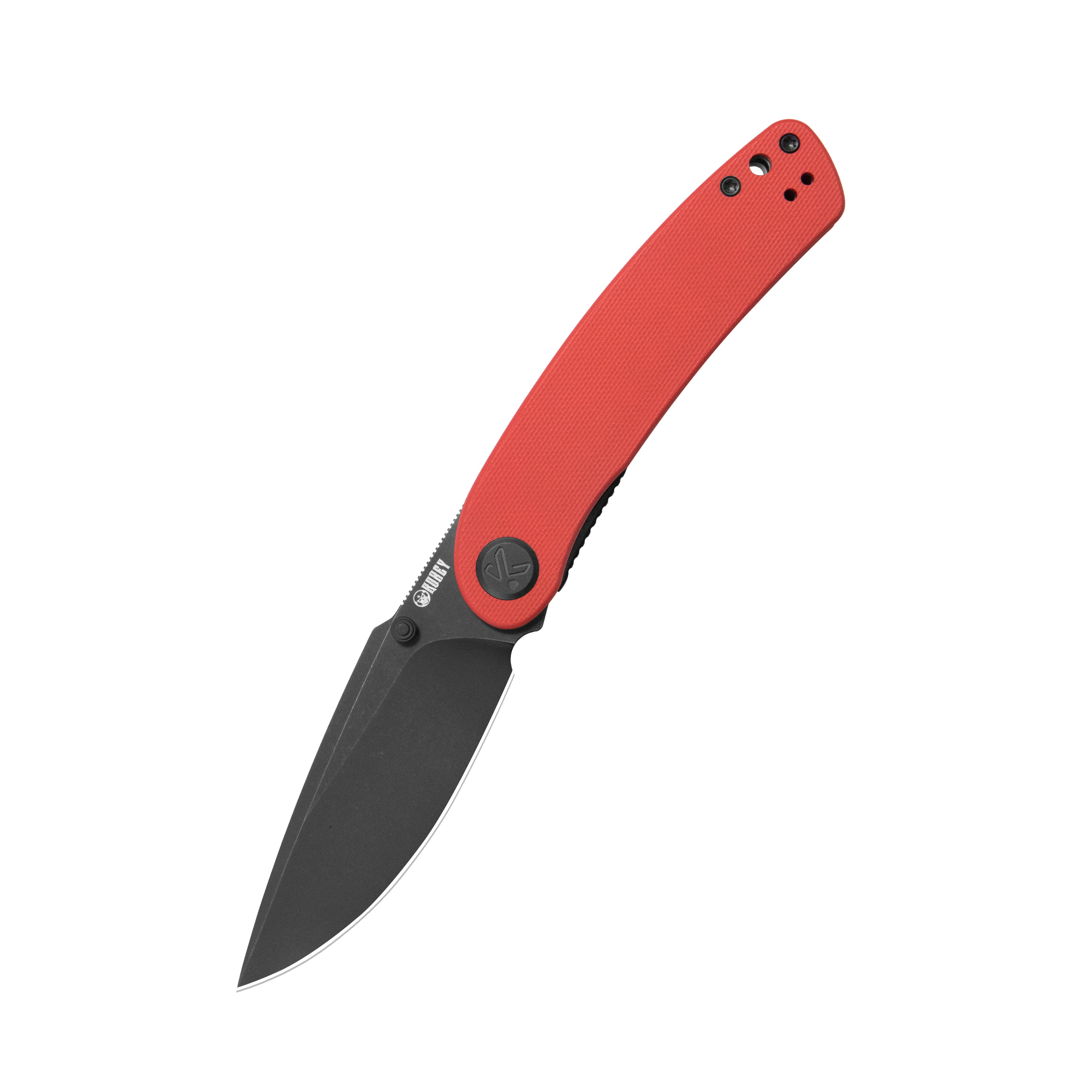 Kubey Momentum Liner Lock Folding Knife Red G10 Handle 3.43" Blackwash D2 KU344P