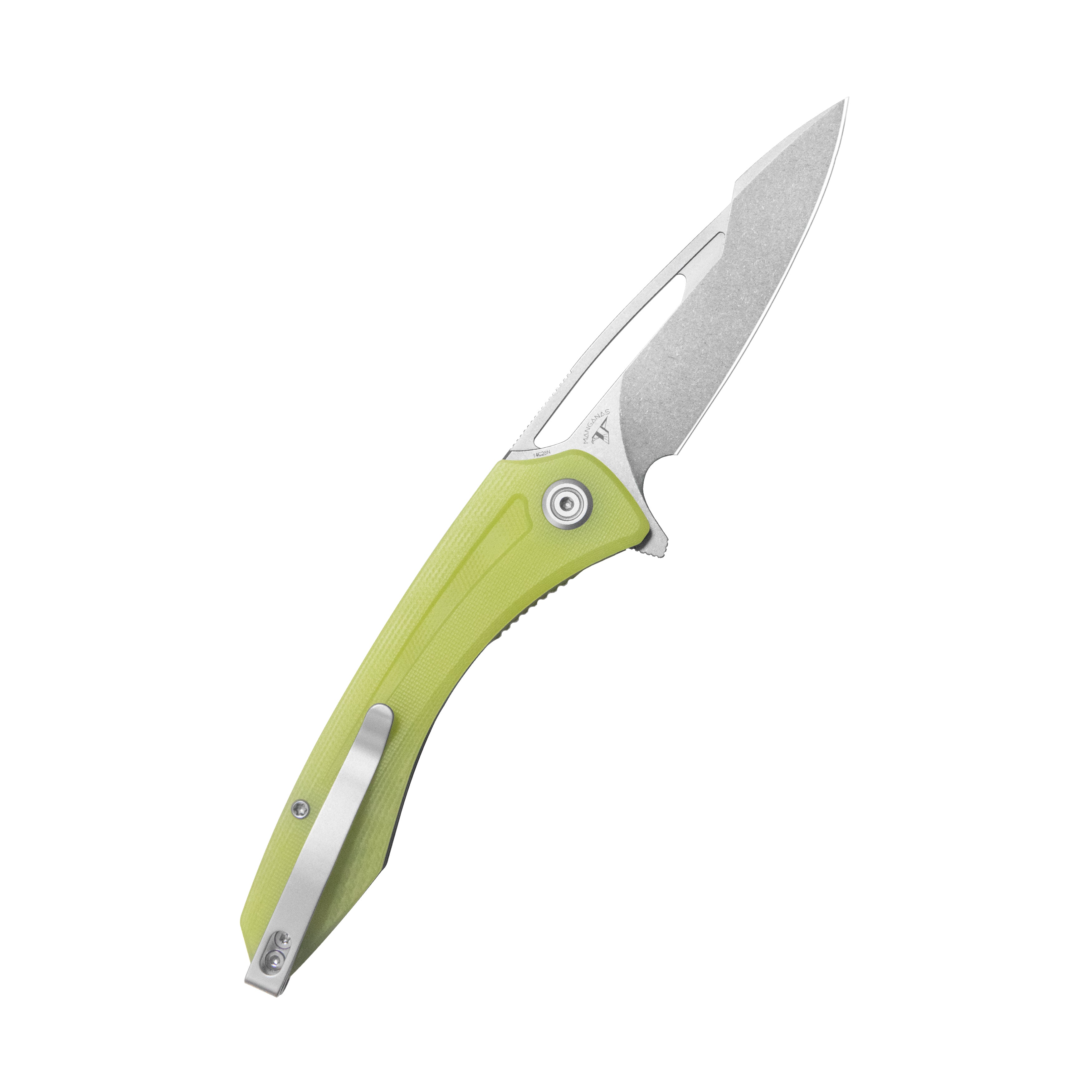 Merced Folding Knife 3.46" Beadblasted 14c28n Blade With Durable Yellow G10 Handle Reliable Tactical Pocket Knife KU345L