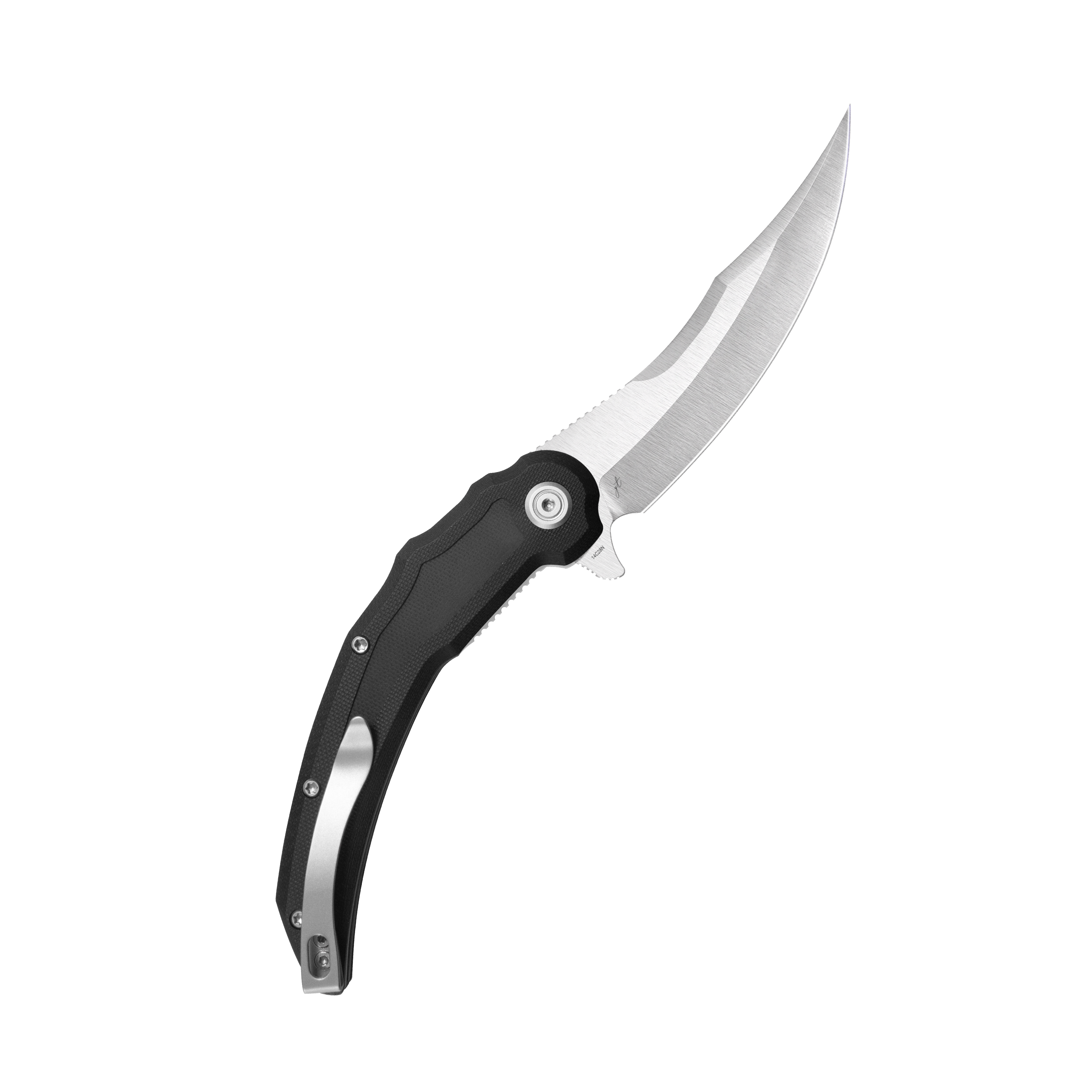 Kubey Crest Liner Lock Pikal Folding Knife Black G10 Handle 3.78" Satin 14C28N KU346A