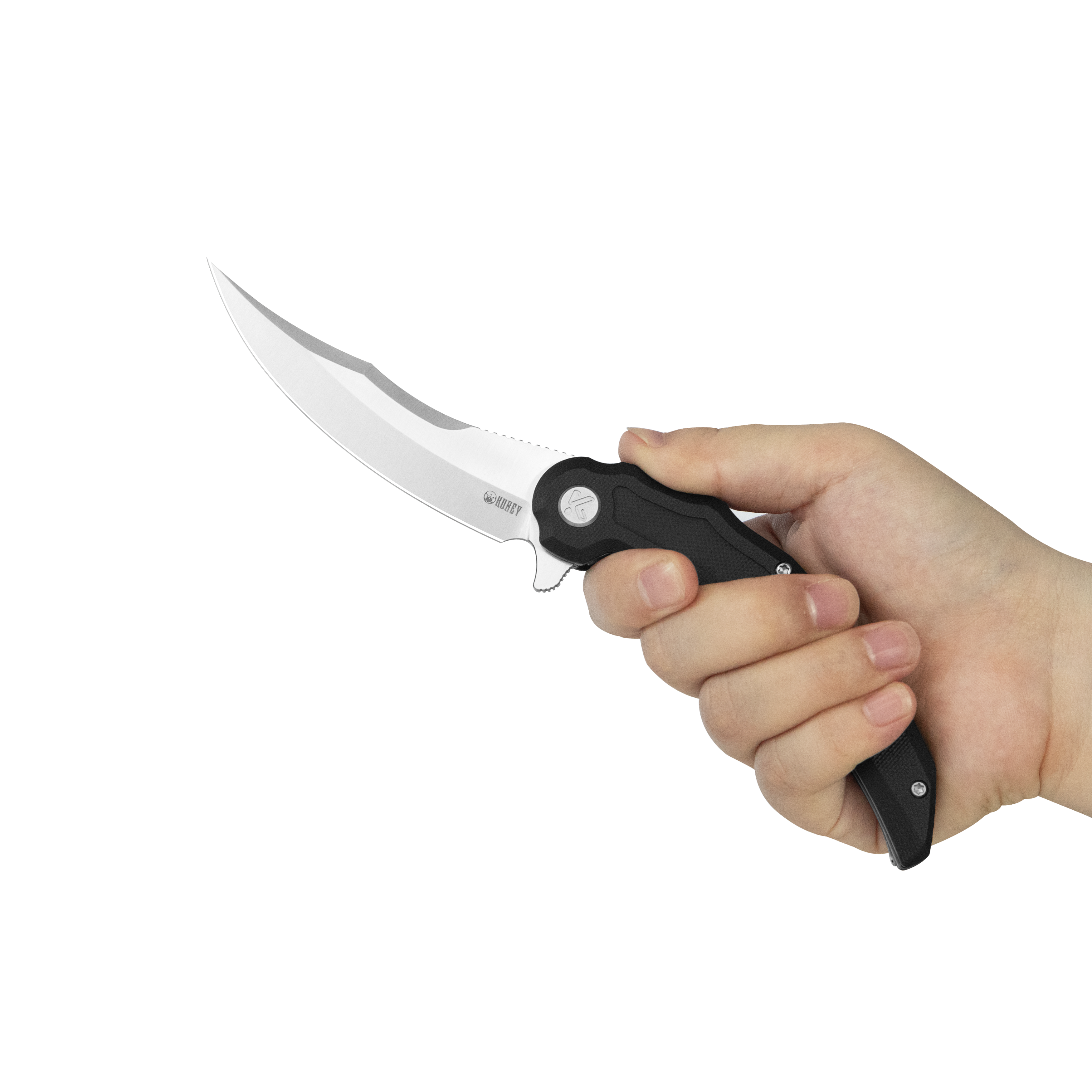 Kubey Crest Liner Lock Pikal Folding Knife Black G10 Handle 3.78" Satin 14C28N KU346A