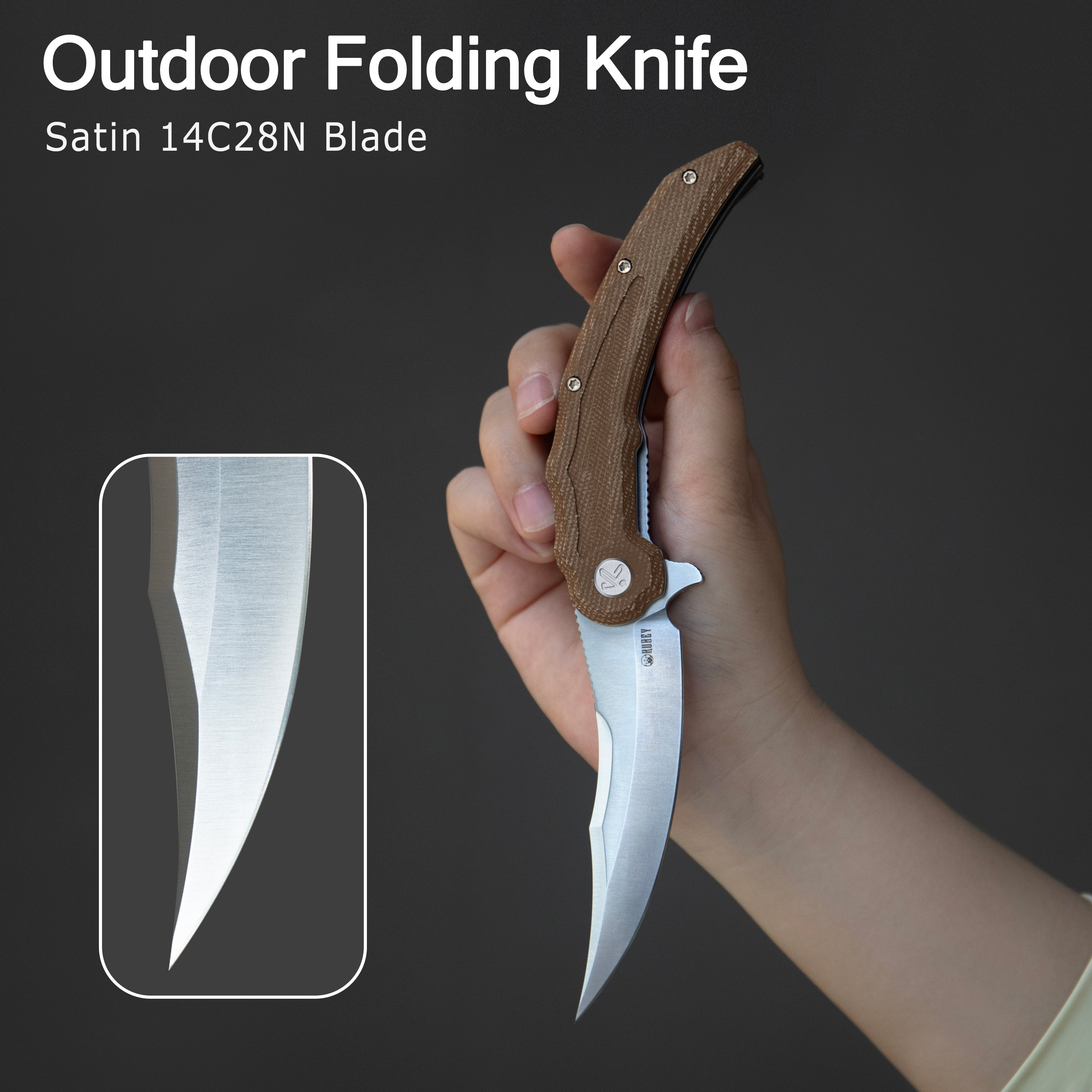 Kubey Crest Liner Lock Pikal Folding Knife Tiffany Blue G10 Handle 3.78" Satin 14C28N KU346B