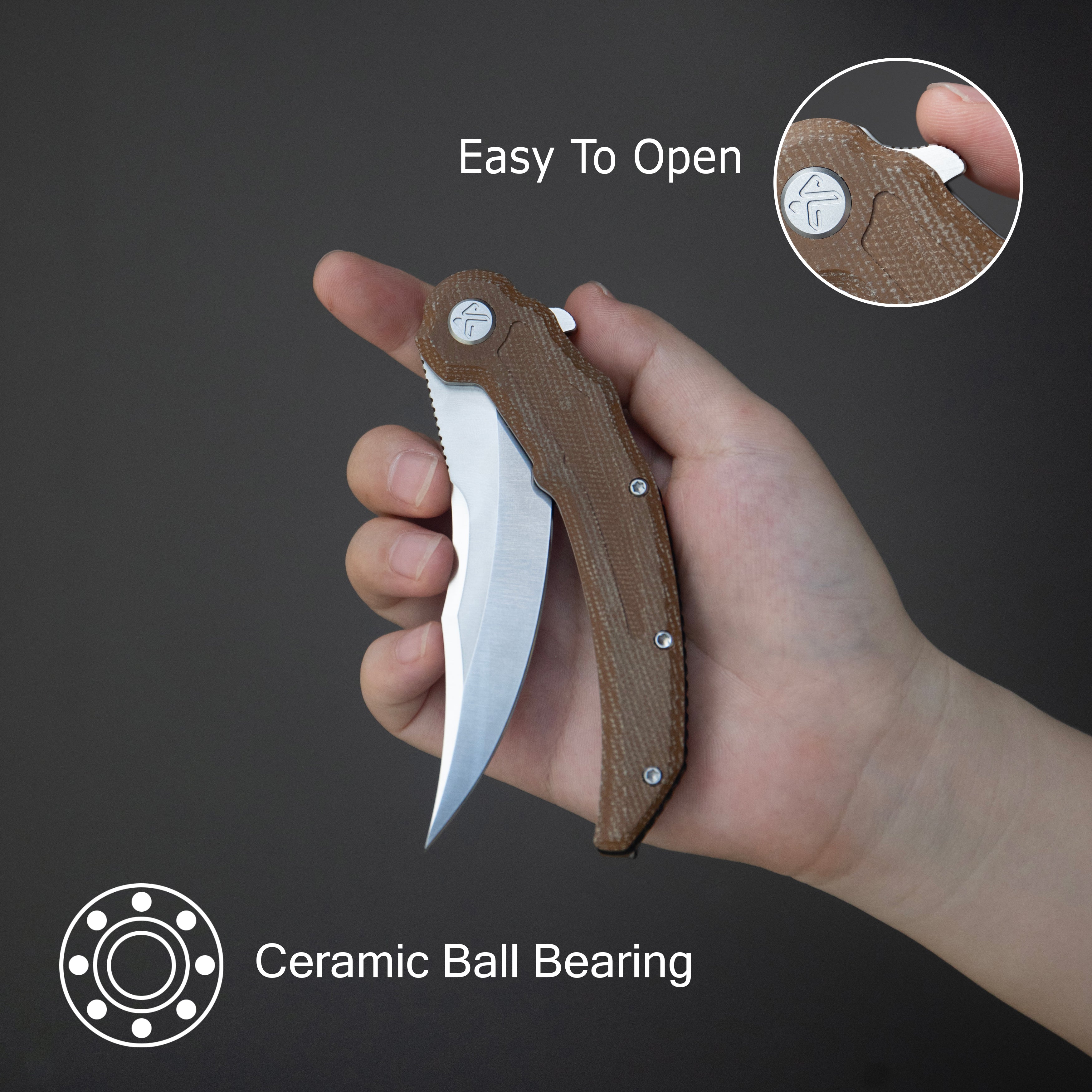 Kubey Crest Liner Lock Pikal Folding Knife Black G10 Handle 3.78" Satin 14C28N KU346A