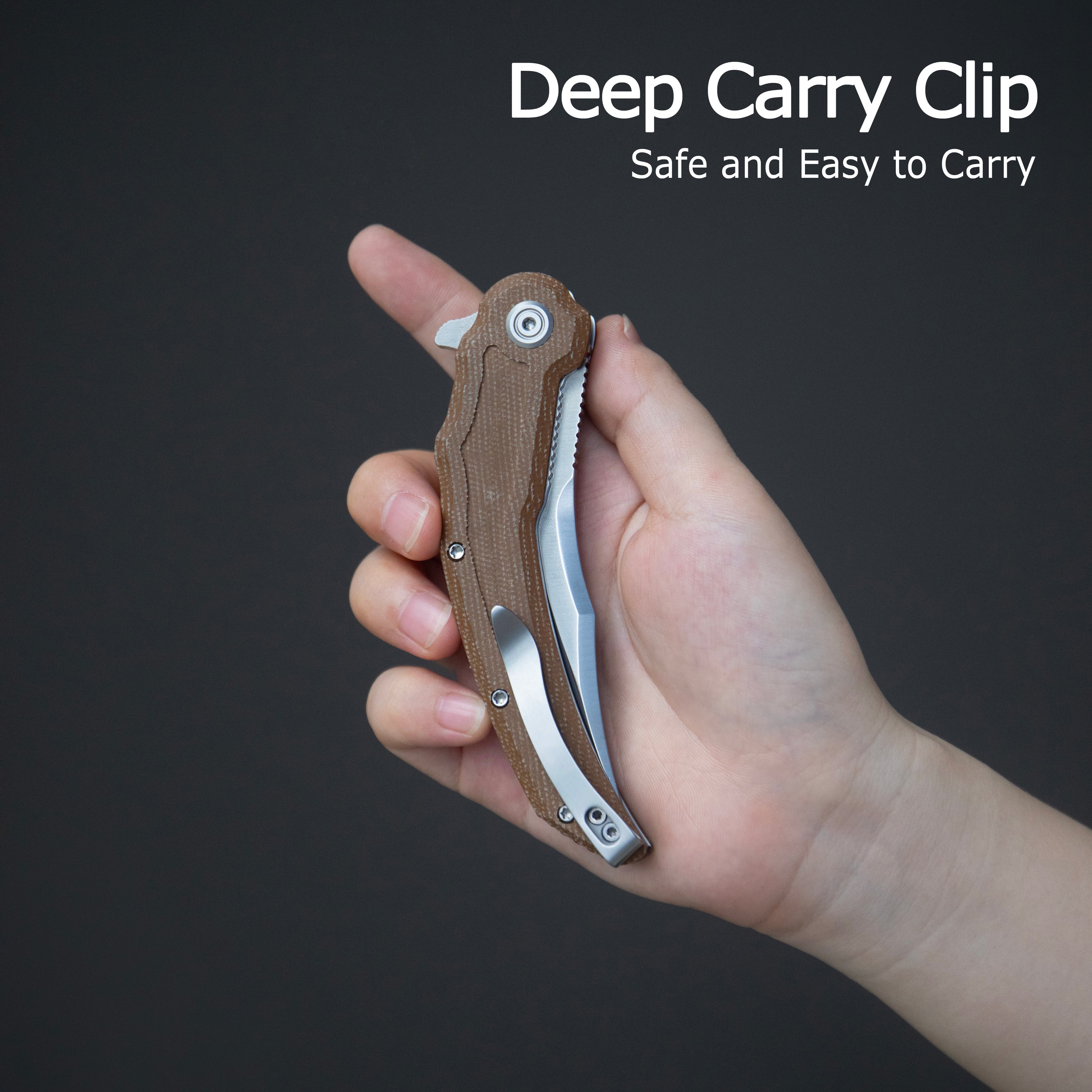 Kubey Crest Liner Lock Pikal Folding Knife Black G10 Handle 3.78" Satin 14C28N KU346A