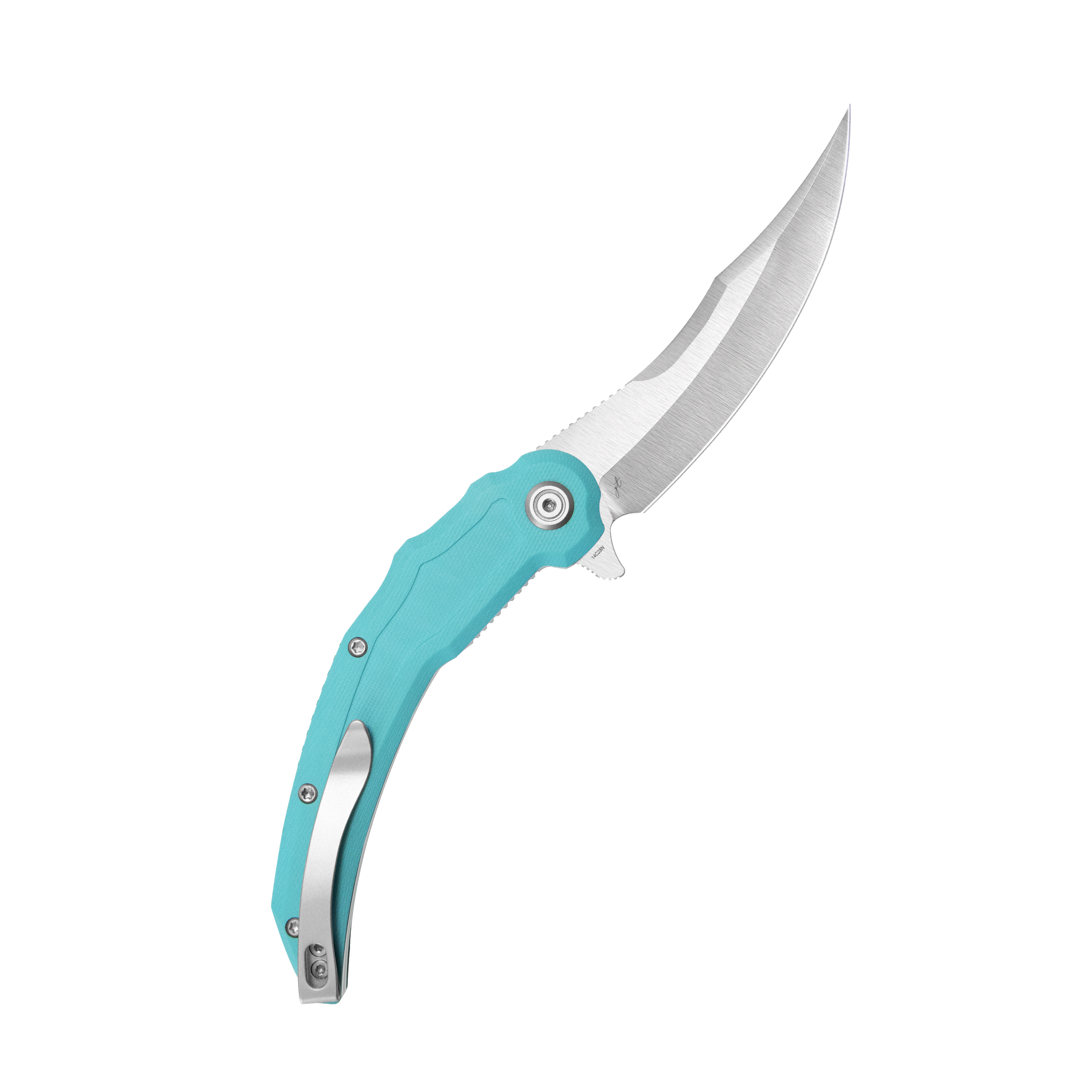 Kubey Crest Liner Lock Pikal Folding Knife Tiffany Blue G10 Handle 3.78" Satin 14C28N KU346B