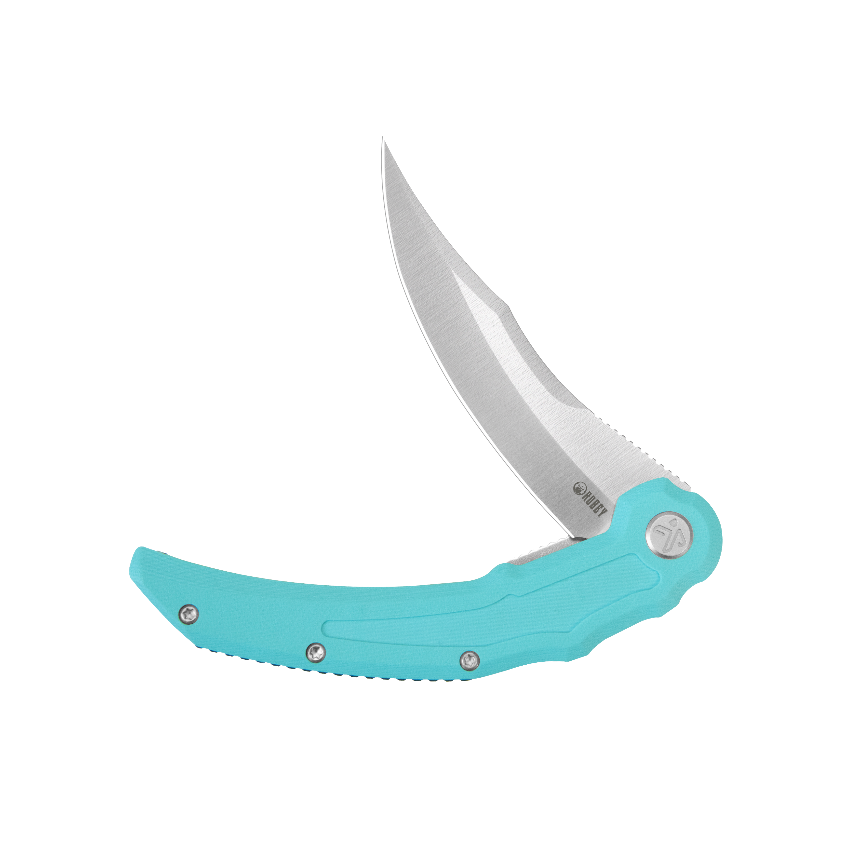 Kubey Crest Liner Lock Pikal Folding Knife Tiffany Blue G10 Handle 3.78" Satin 14C28N KU346B