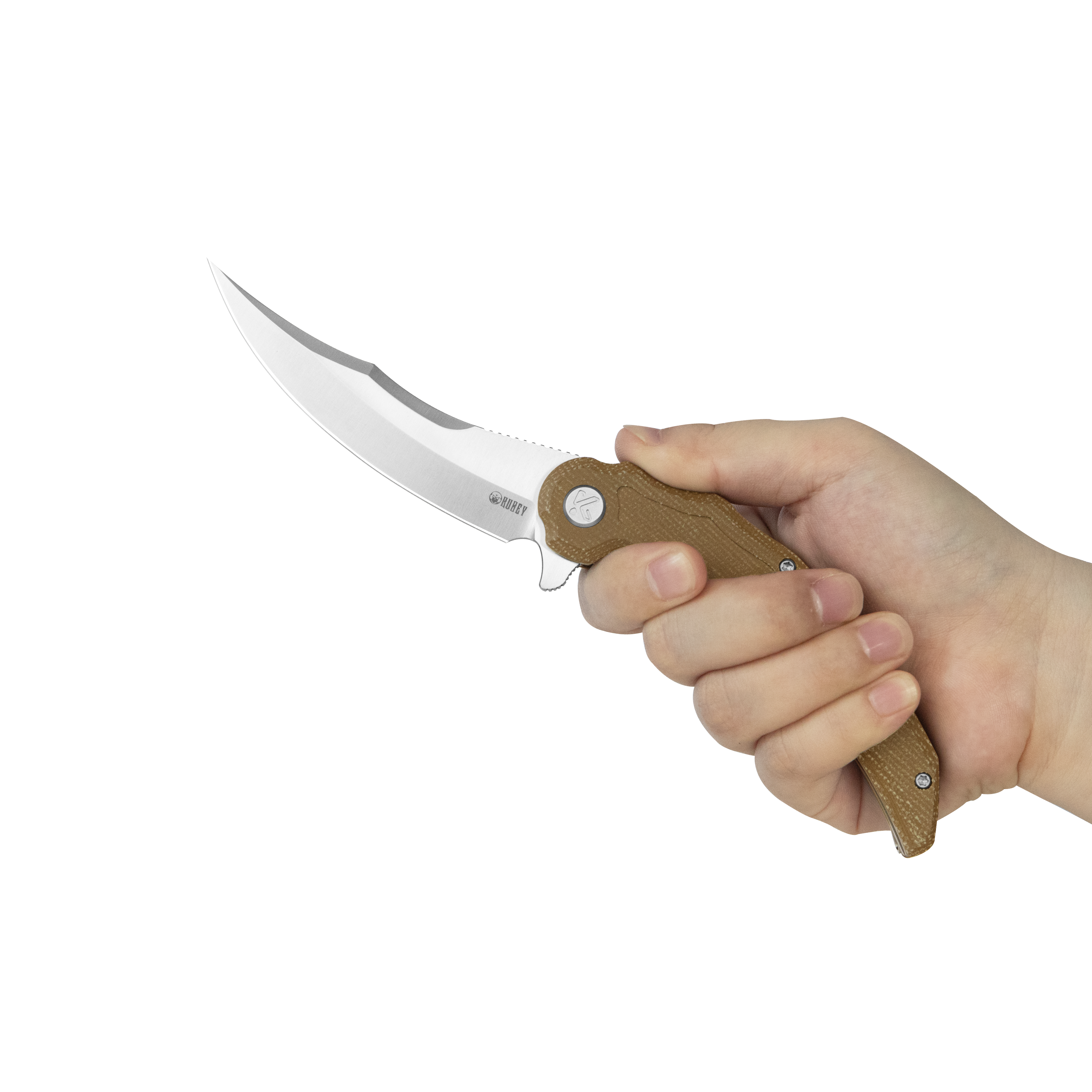 Kubey Crest Liner Lock Pikal Folding Knife Brown Micarta Handle 3.78" Satin 14C28N KU346D