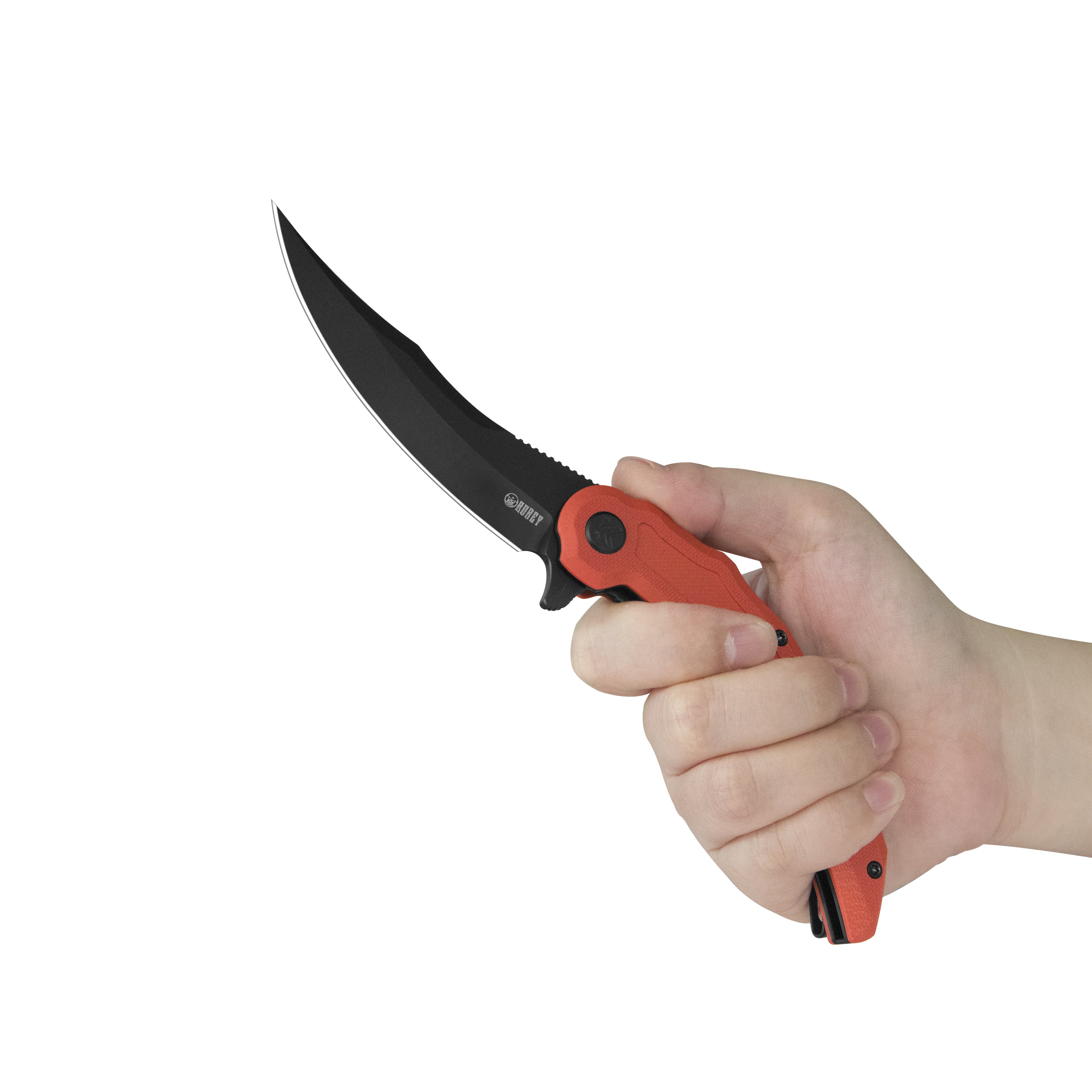 Kubey Crest Liner Lock Pikal Folding Knife Red G10 Handle 3.78" Blackwash 14C28N KU346E