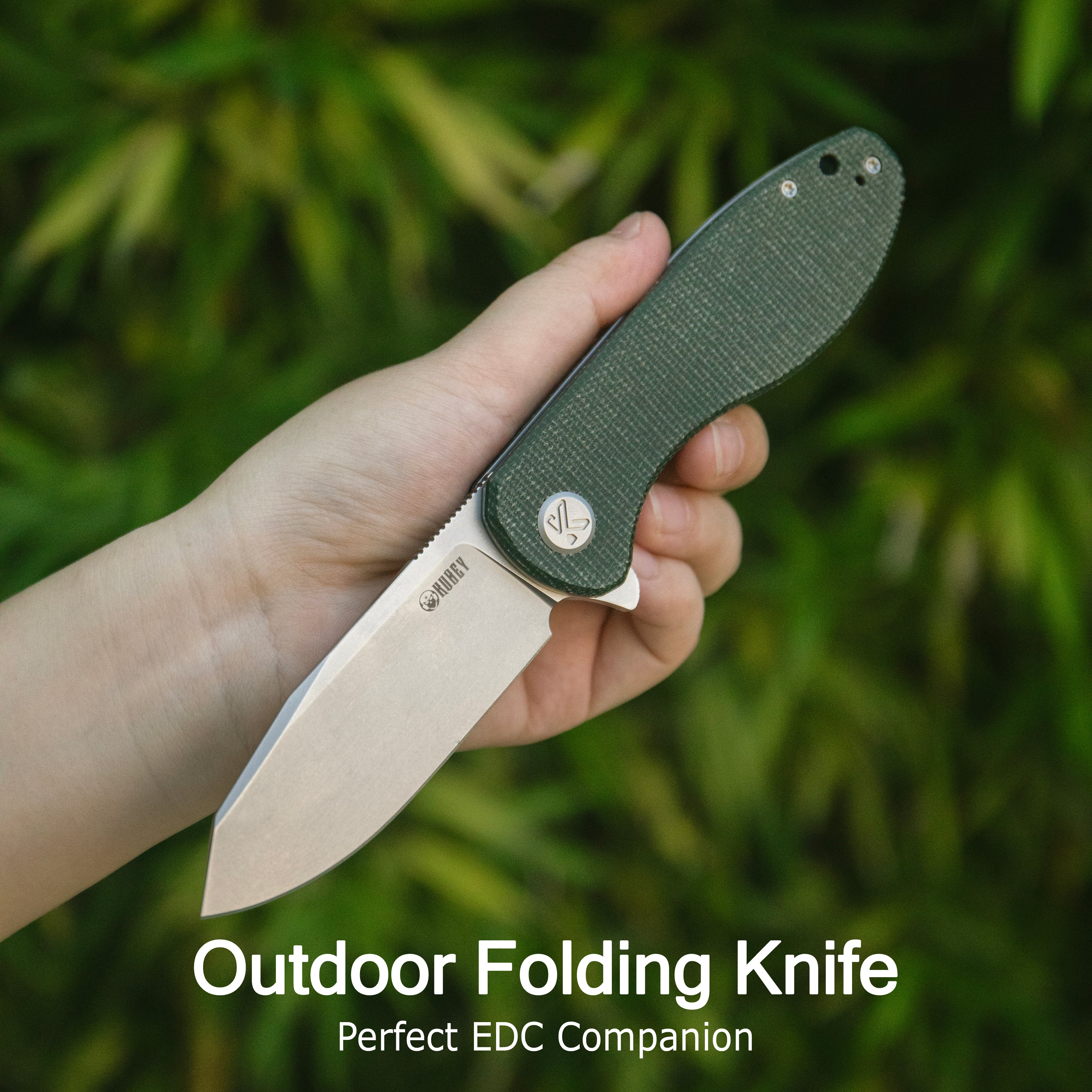 Master Chief Outdoor Folding Pocket Knife Blue G10 Handle 3.43" Beadblast 14C28N KU358M