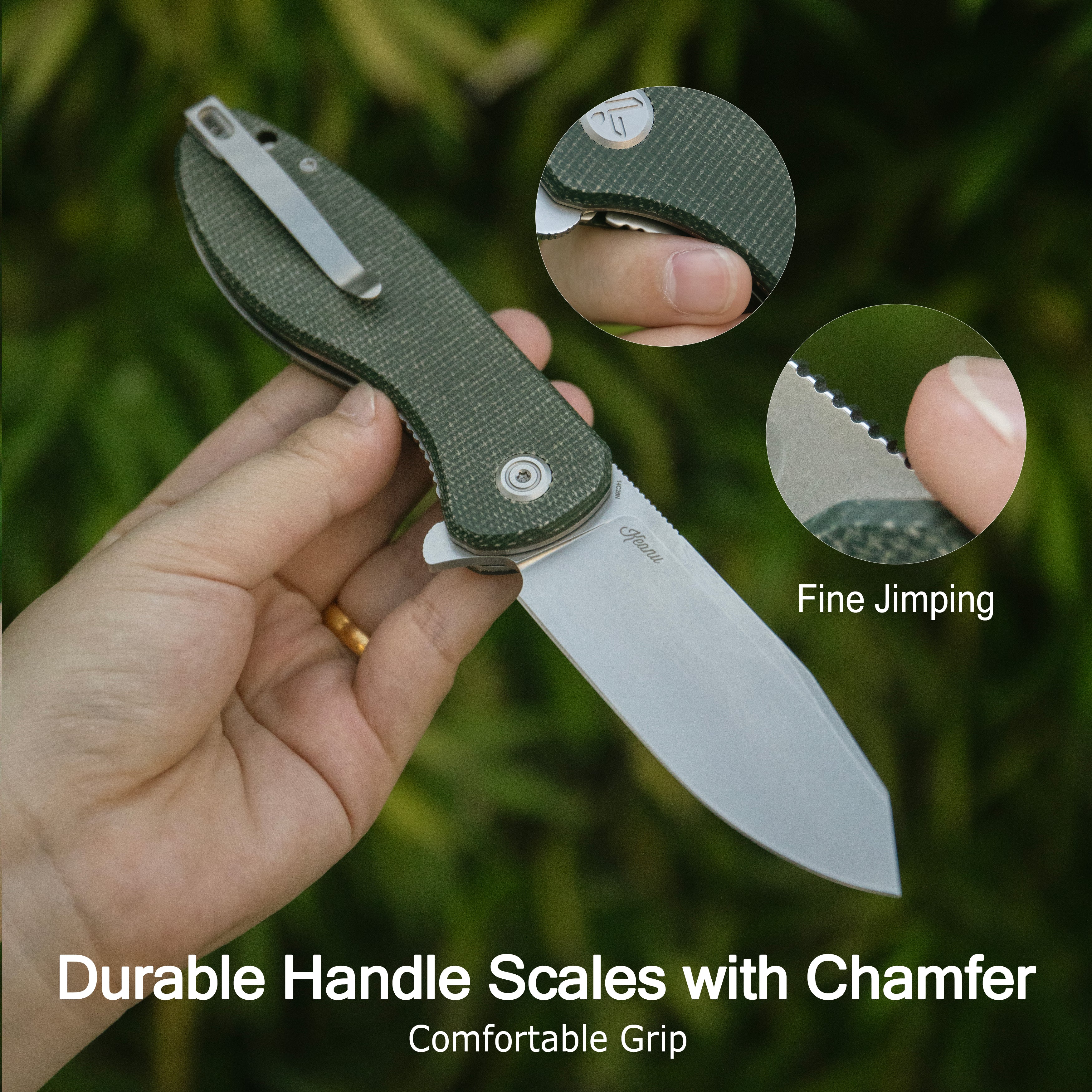 Master Chief Outdoor Folding Pocket Knife Blue G10 Handle 3.43" Beadblast 14C28N KU358M