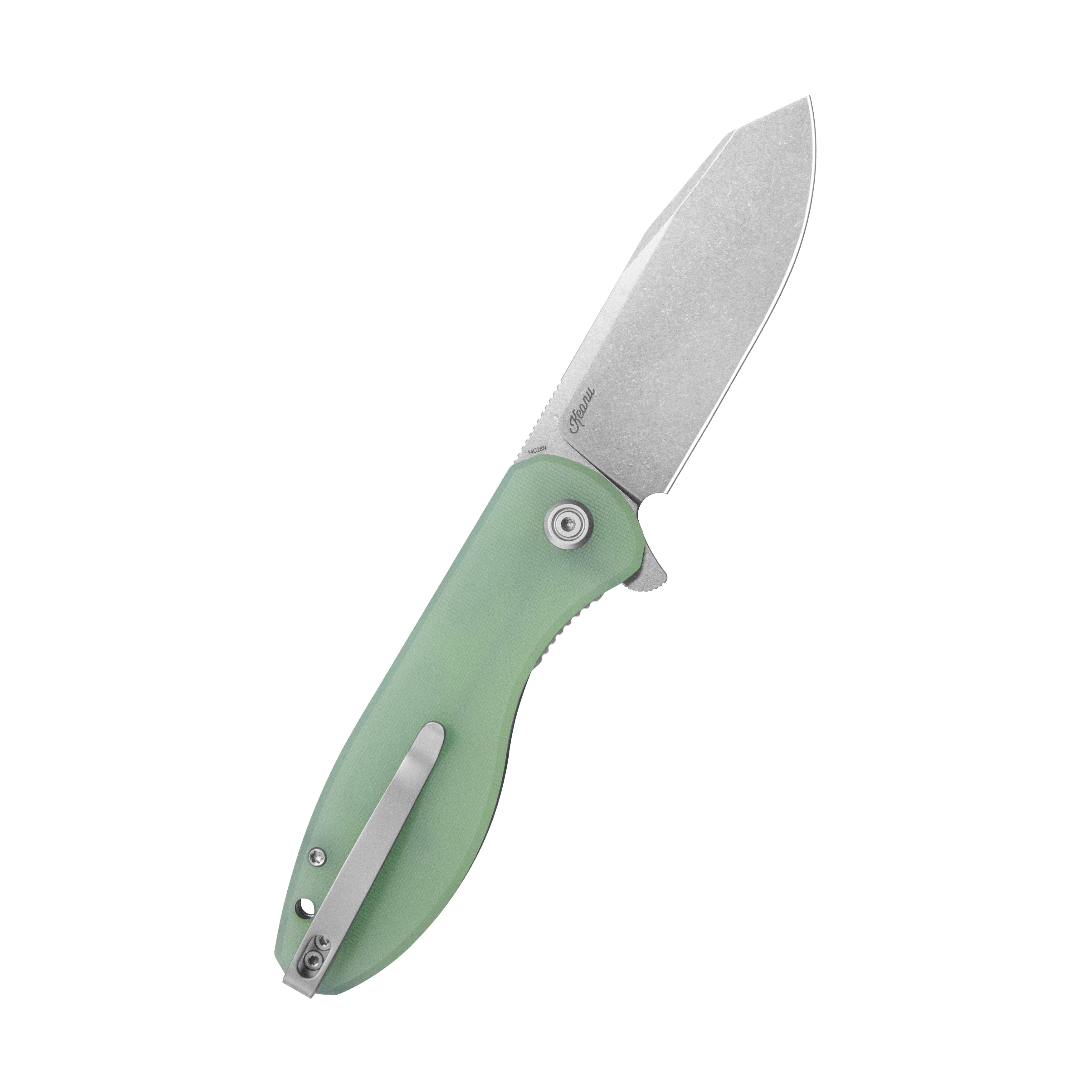 Master Chief Outdoor Folding Pocket Knife Jade G10 Handle 3.43" Beadblast 14C28N KU358L