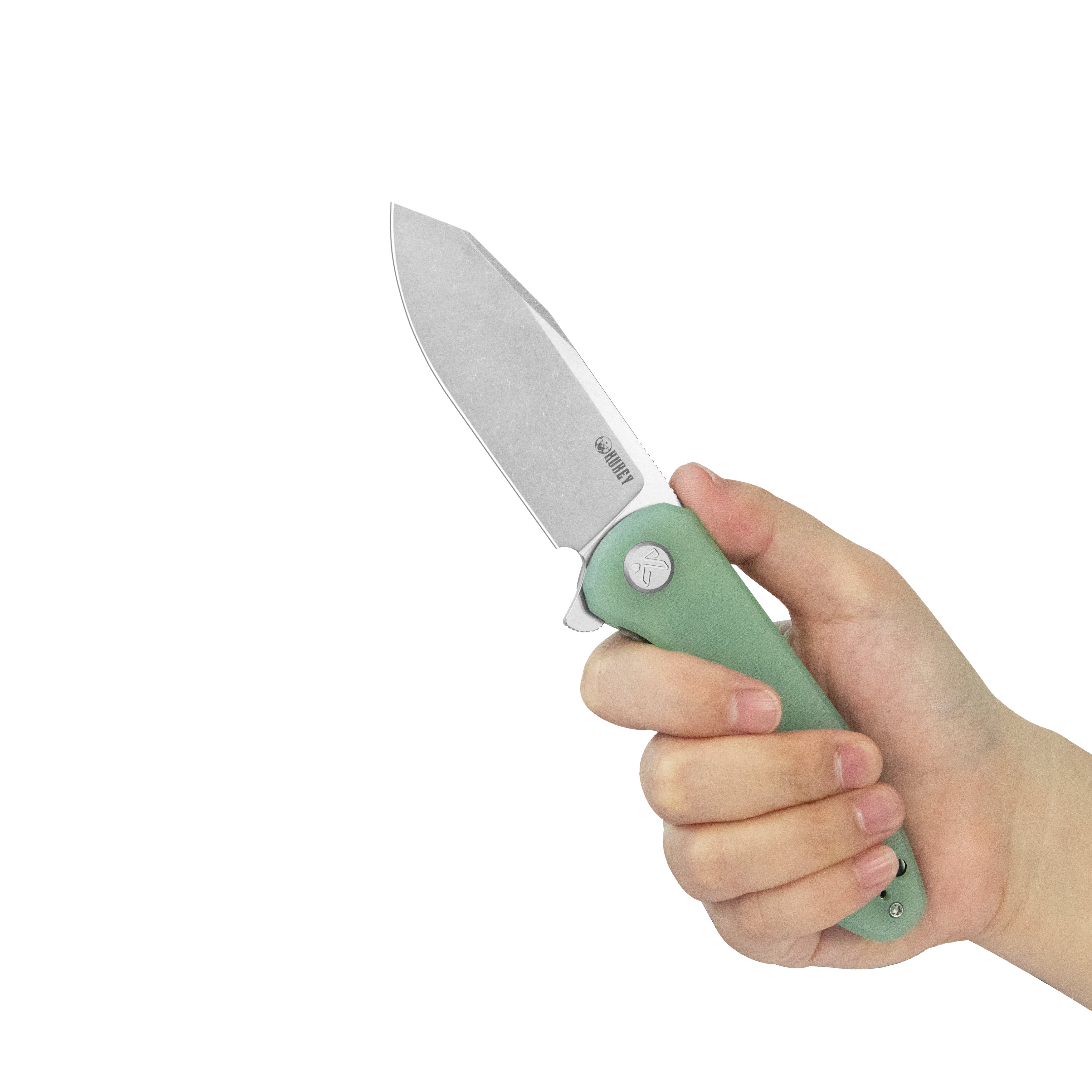 Master Chief Outdoor Folding Pocket Knife Jade G10 Handle 3.43" Beadblast 14C28N KU358L