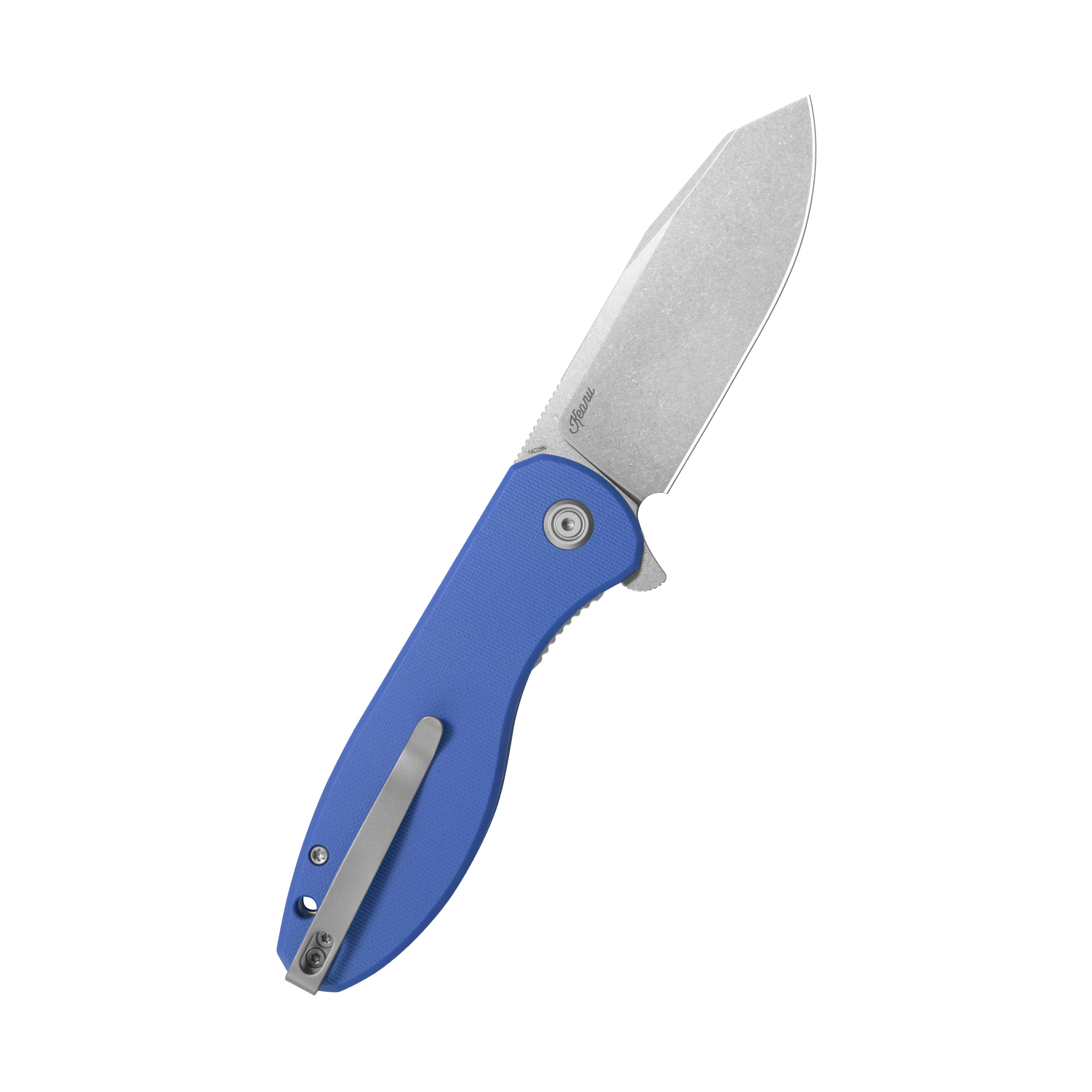 Master Chief Outdoor Folding Pocket Knife Blue G10 Handle 3.43" Beadblast 14C28N KU358M