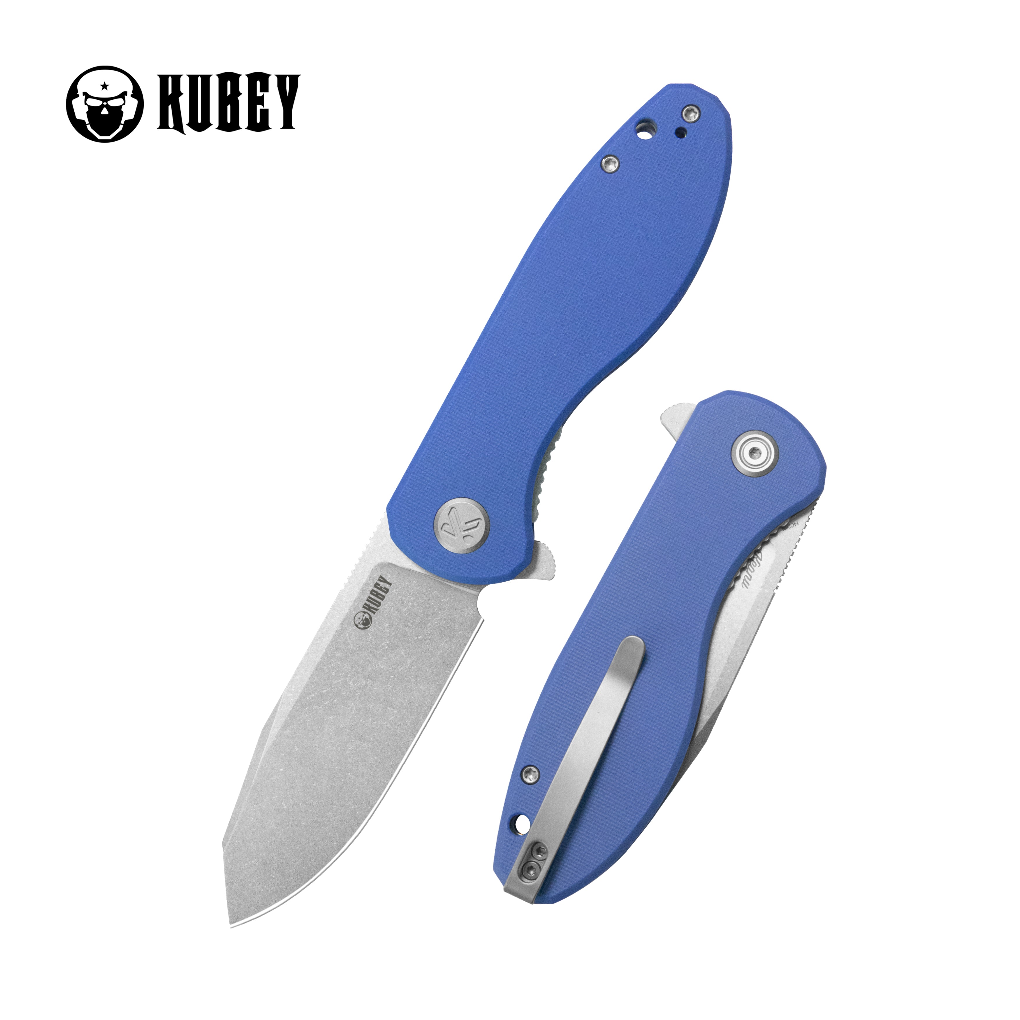 Master Chief Outdoor Folding Pocket Knife Blue G10 Handle 3.43" Beadblast 14C28N KU358M