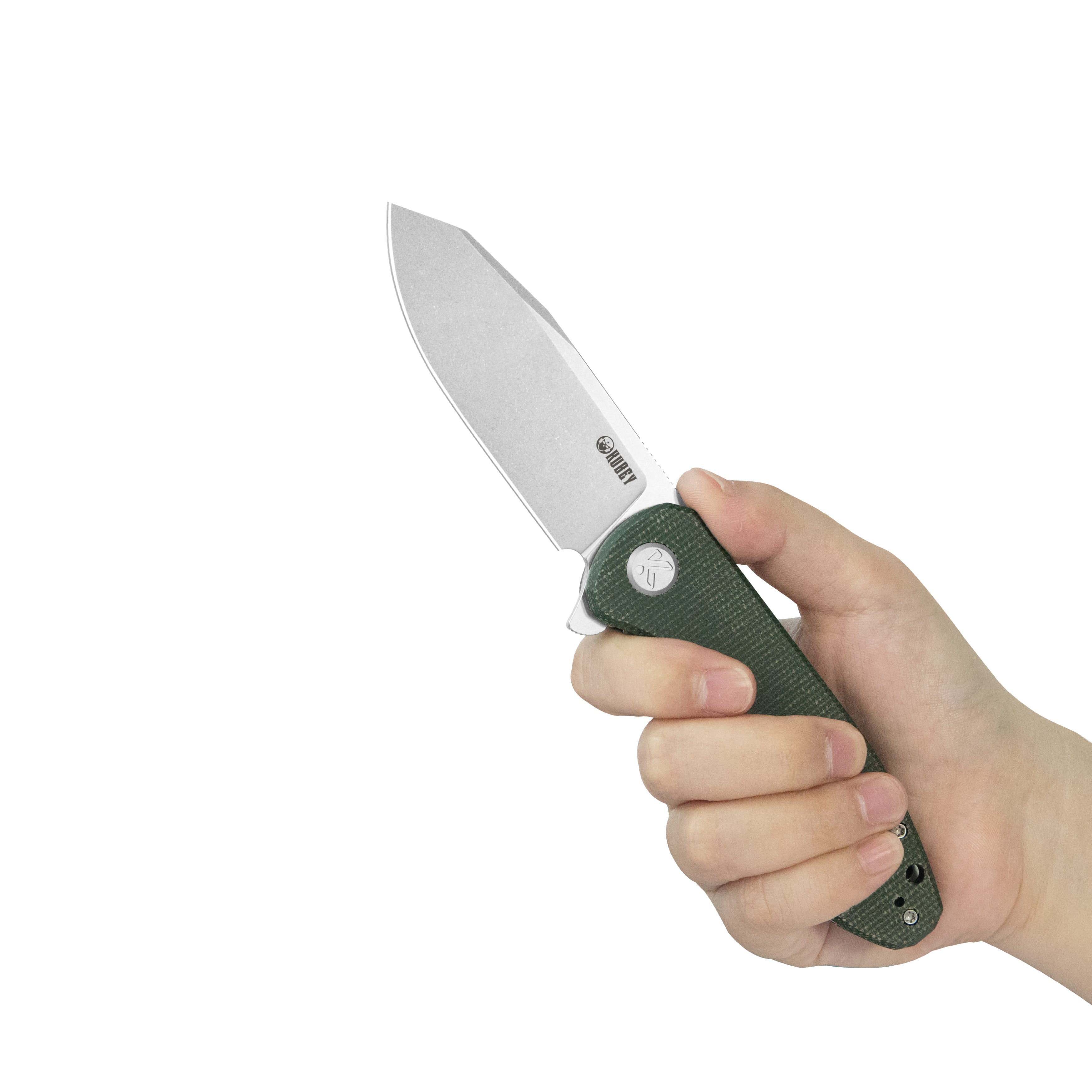 Master Chief Outdoor Folding Pocket Knife Green Micarta Handle 3.43" Beadblast 14C28N KU358R