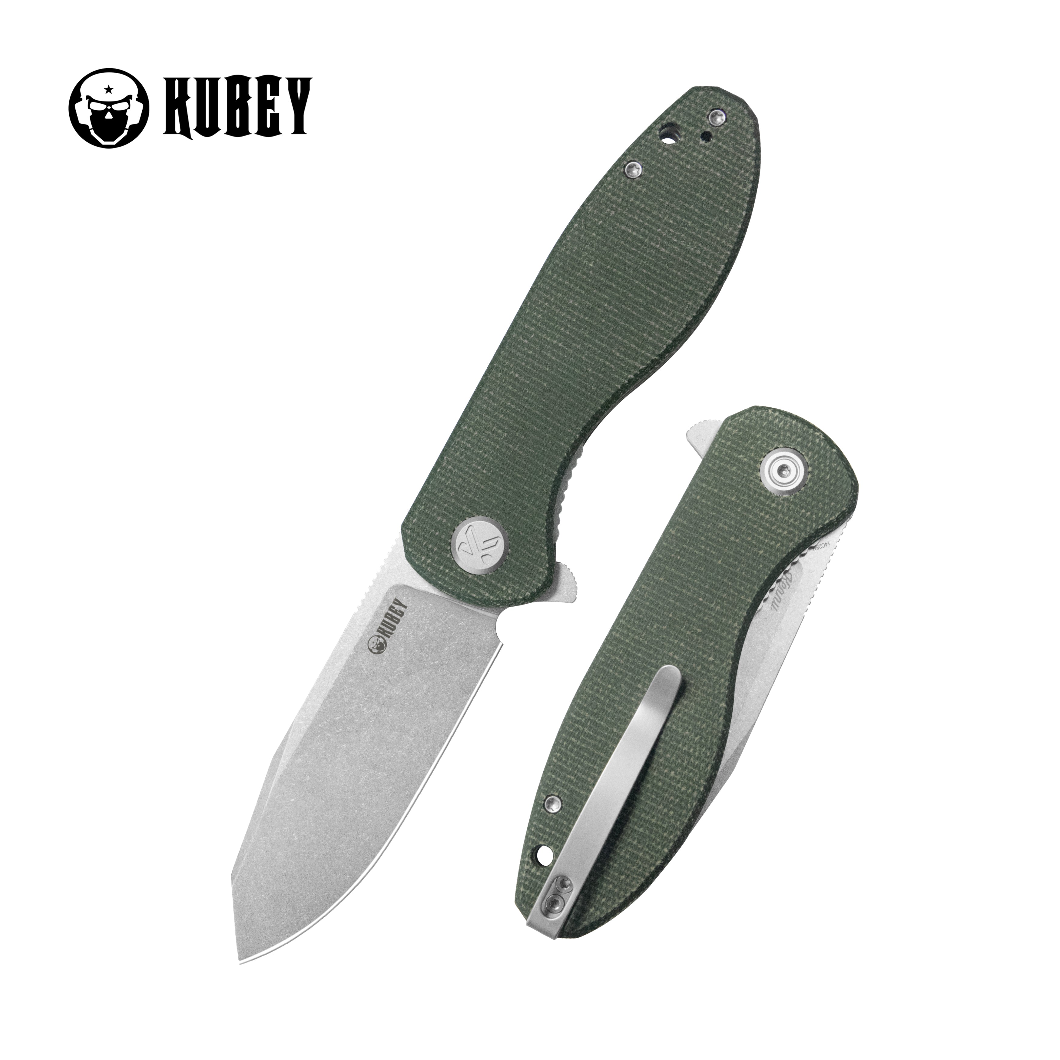 Master Chief Outdoor Folding Pocket Knife Green Micarta Handle 3.43" Beadblast 14C28N KU358R