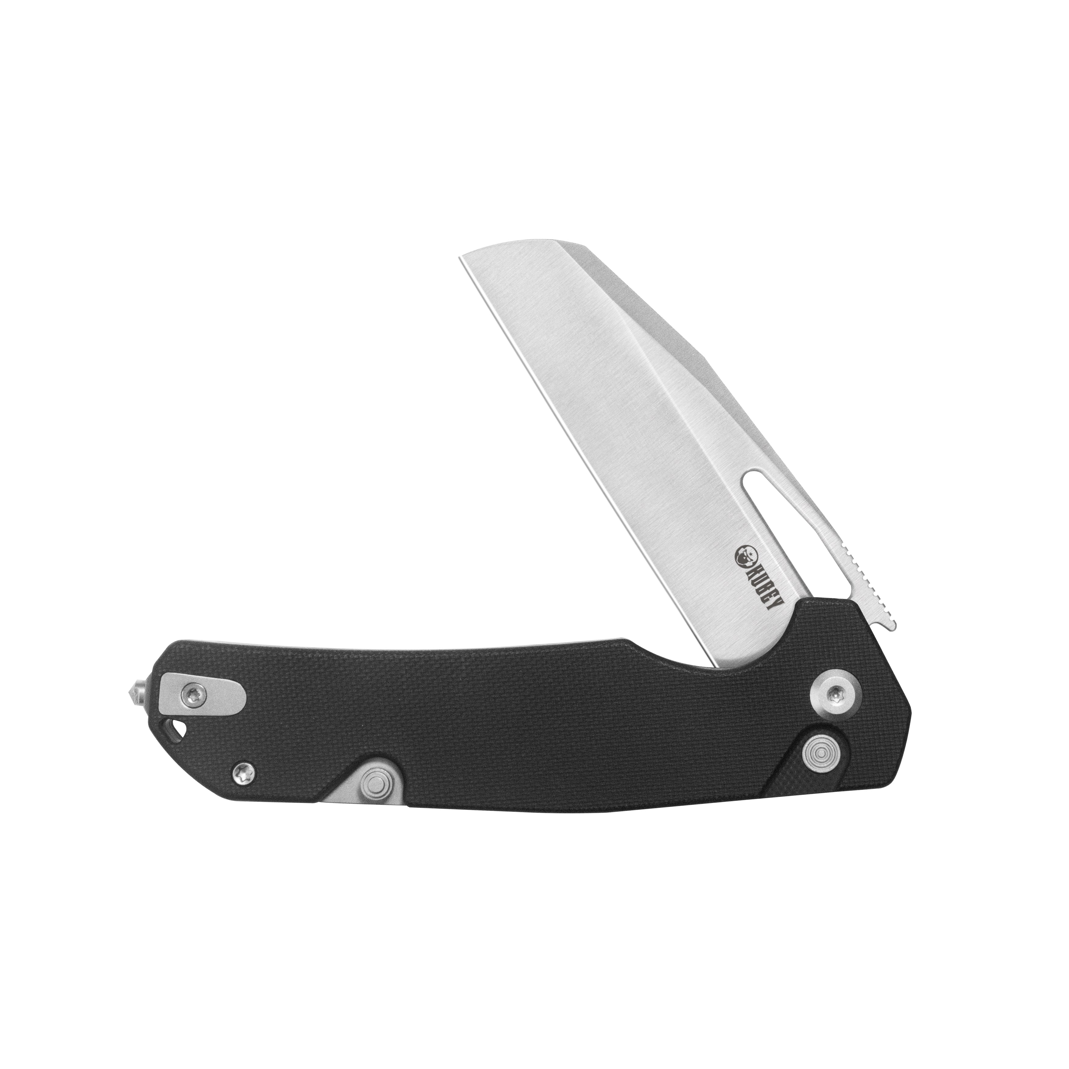 10-8 Button Lock Survival Folding Knife Black G10 Handle 3.15" Satin 14C28N KU363A