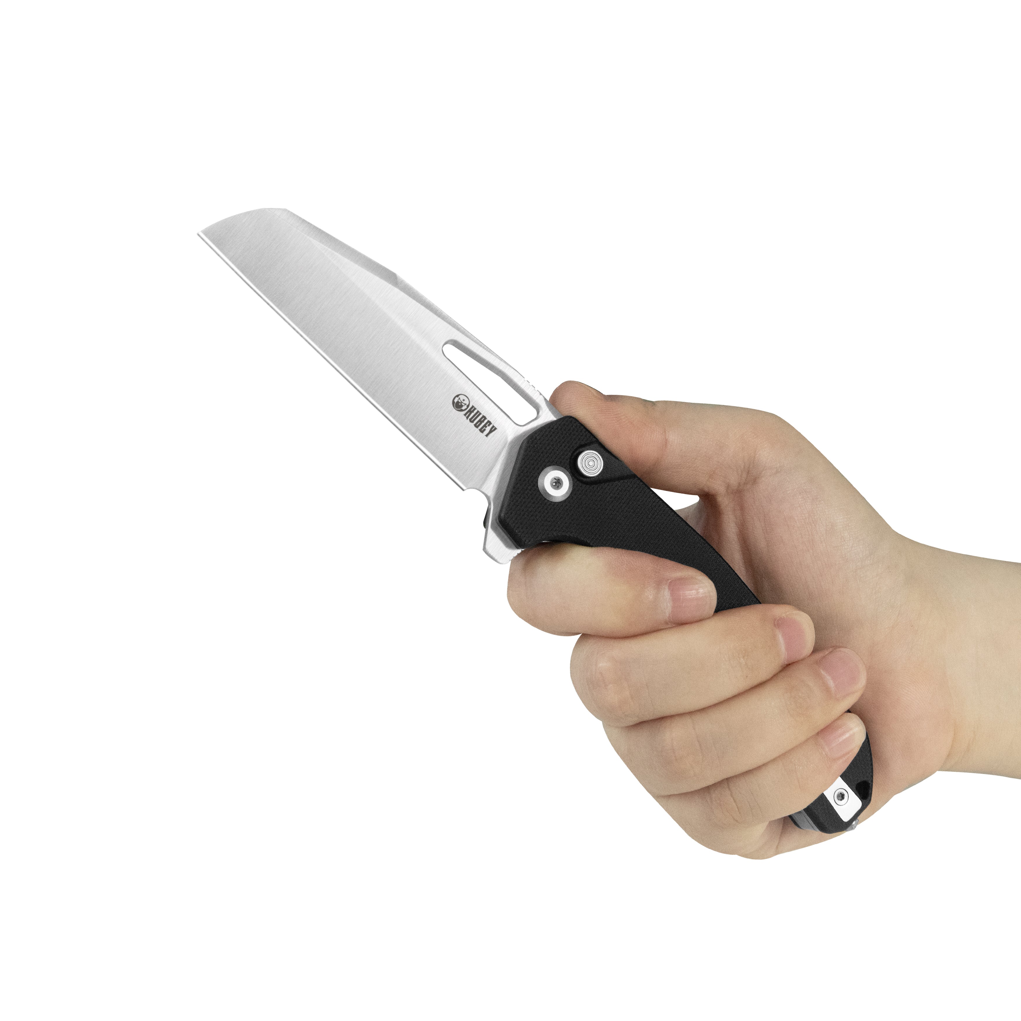 10-8 Button Lock Survival Folding Knife Black G10 Handle 3.15" Satin 14C28N KU363A