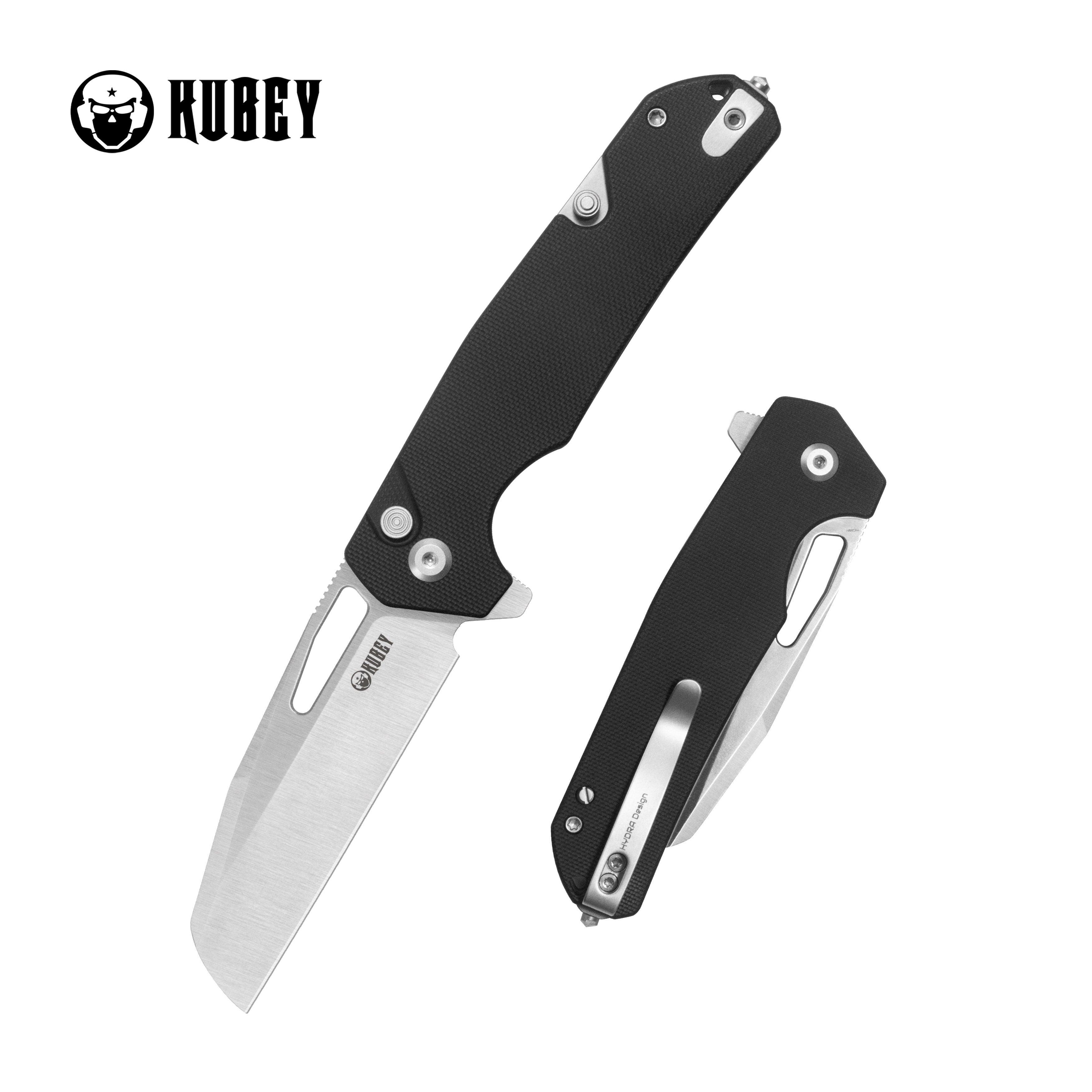 10-8 Button Lock Survival Folding Knife Black G10 Handle 3.15" Satin 14C28N KU363A