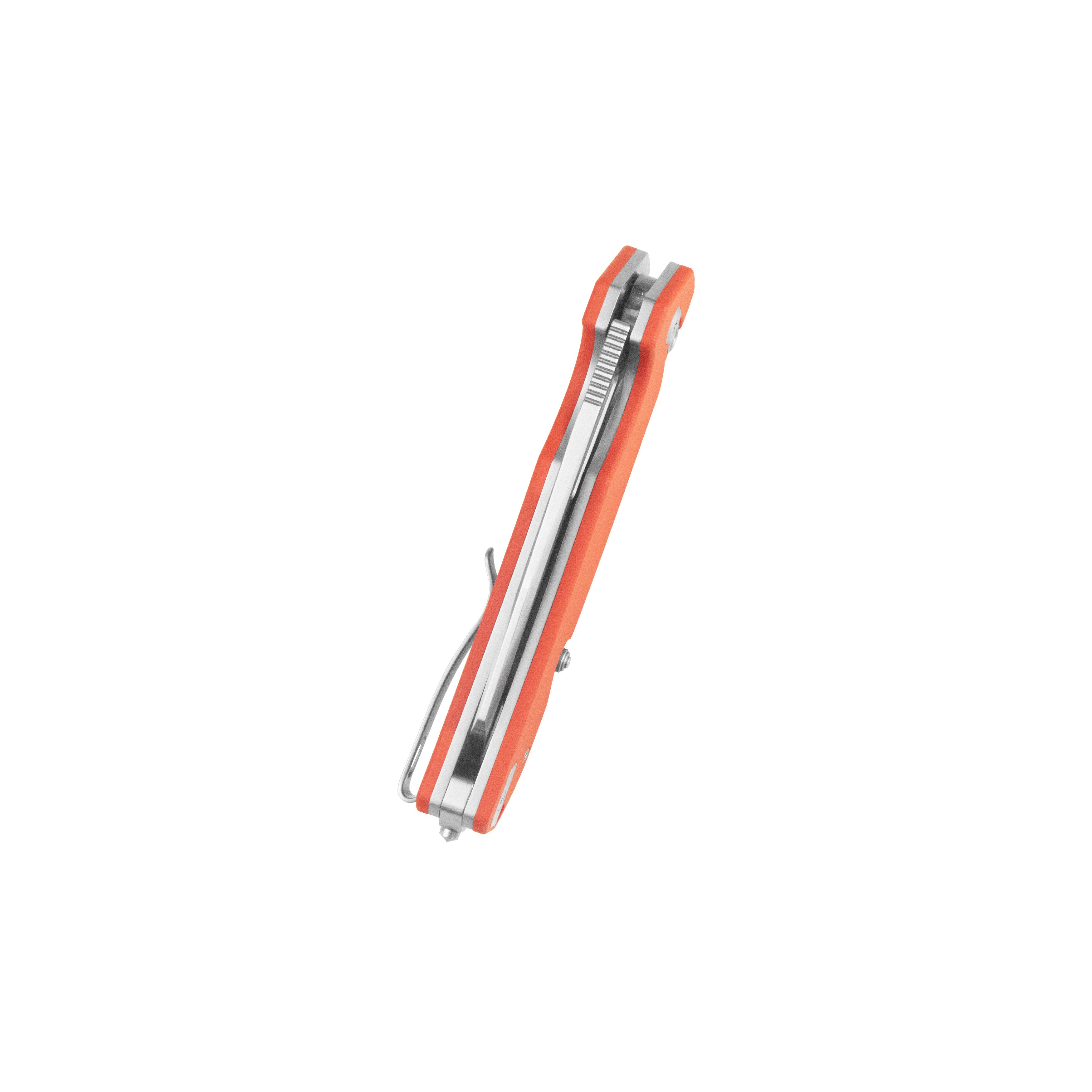 10-8 Button Lock Survival Folding Knife Orange G10 Handle 3.15" Satin 14C28N KU363B