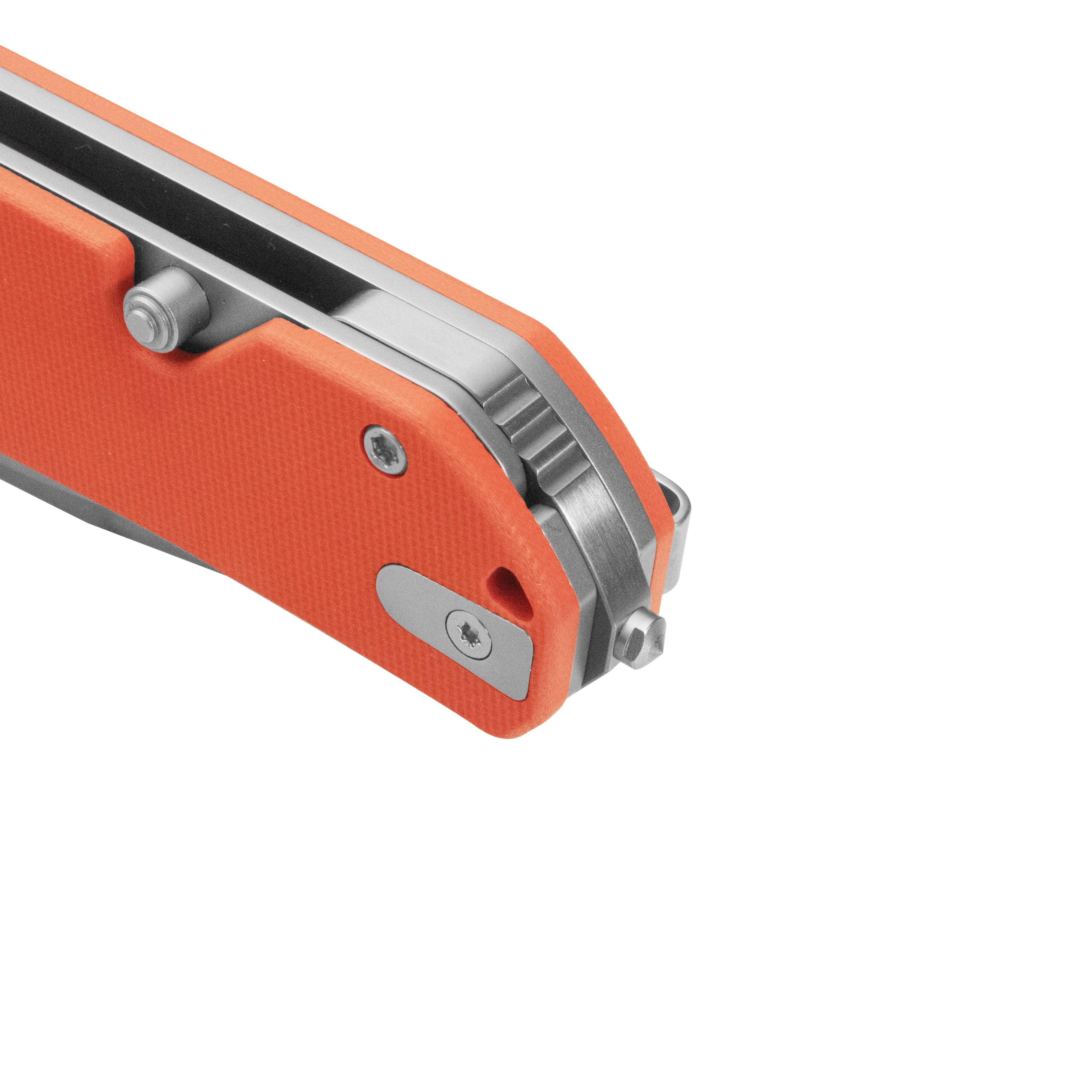 10-8 Button Lock Survival Folding Knife Orange G10 Handle 3.15" Satin 14C28N KU363B
