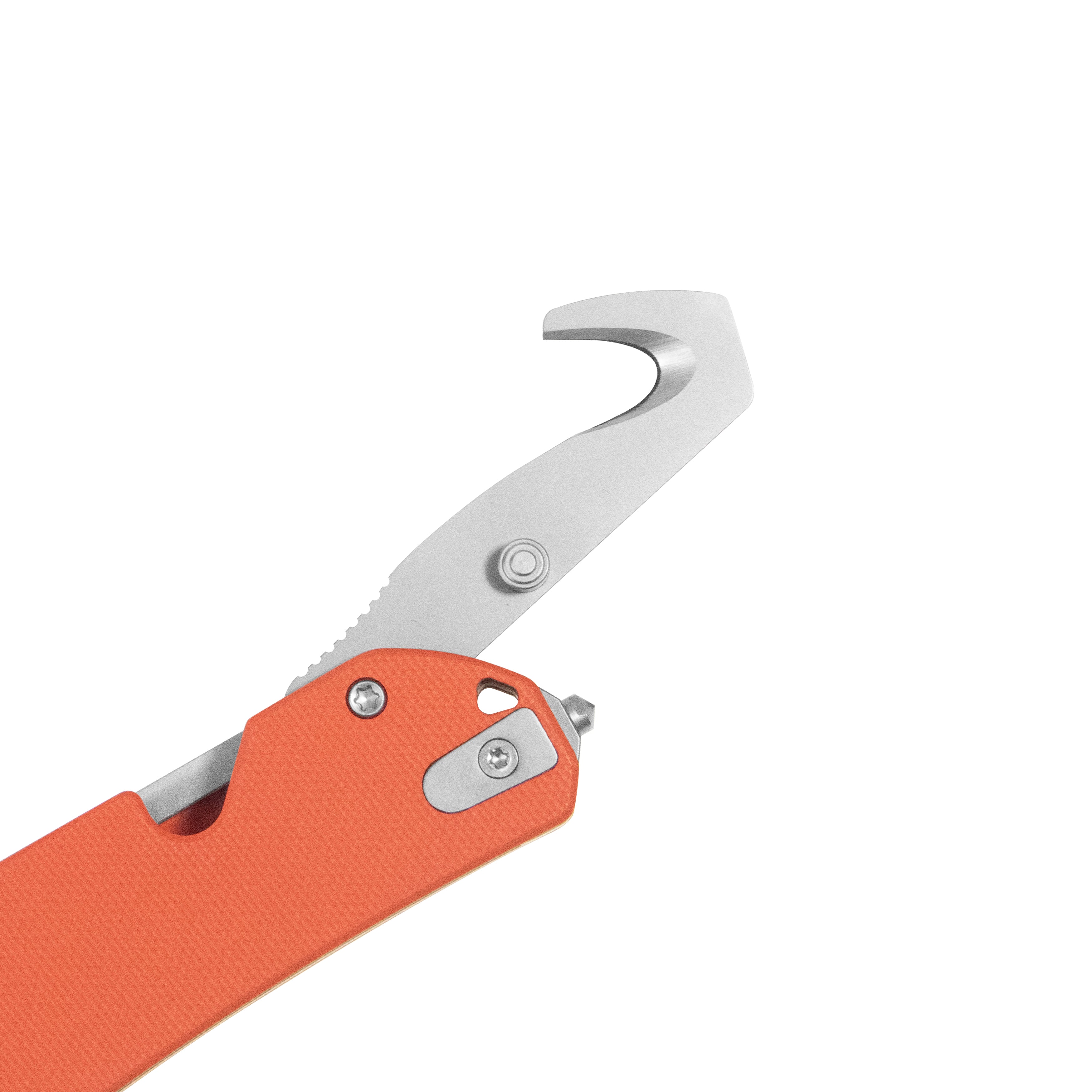 10-8 Button Lock Survival Folding Knife Orange G10 Handle 3.15" Satin 14C28N KU363B