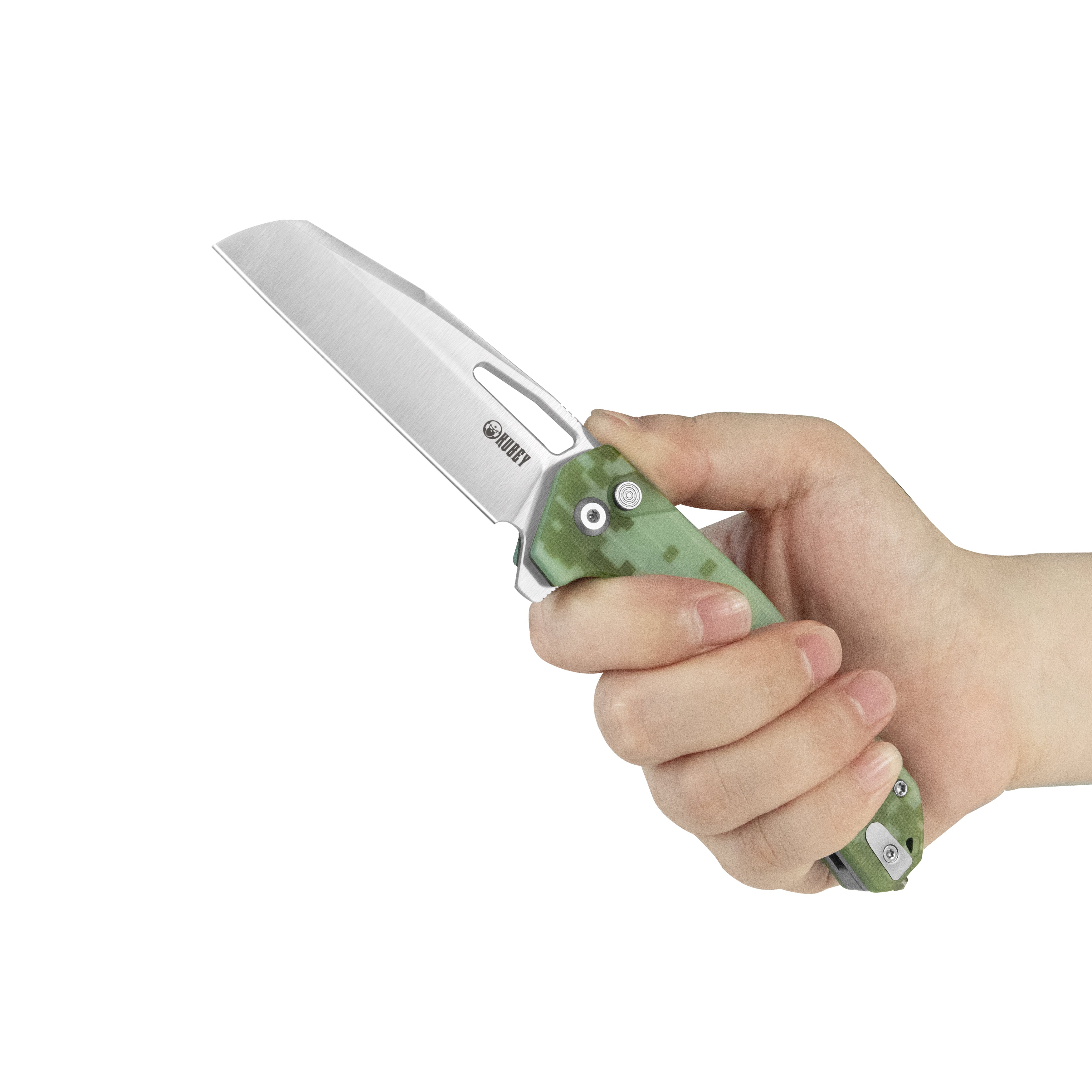 10-8 Button Lock Survival Folding Knife Camo G10 Handle 3.15" Satin 14C28N KU363D