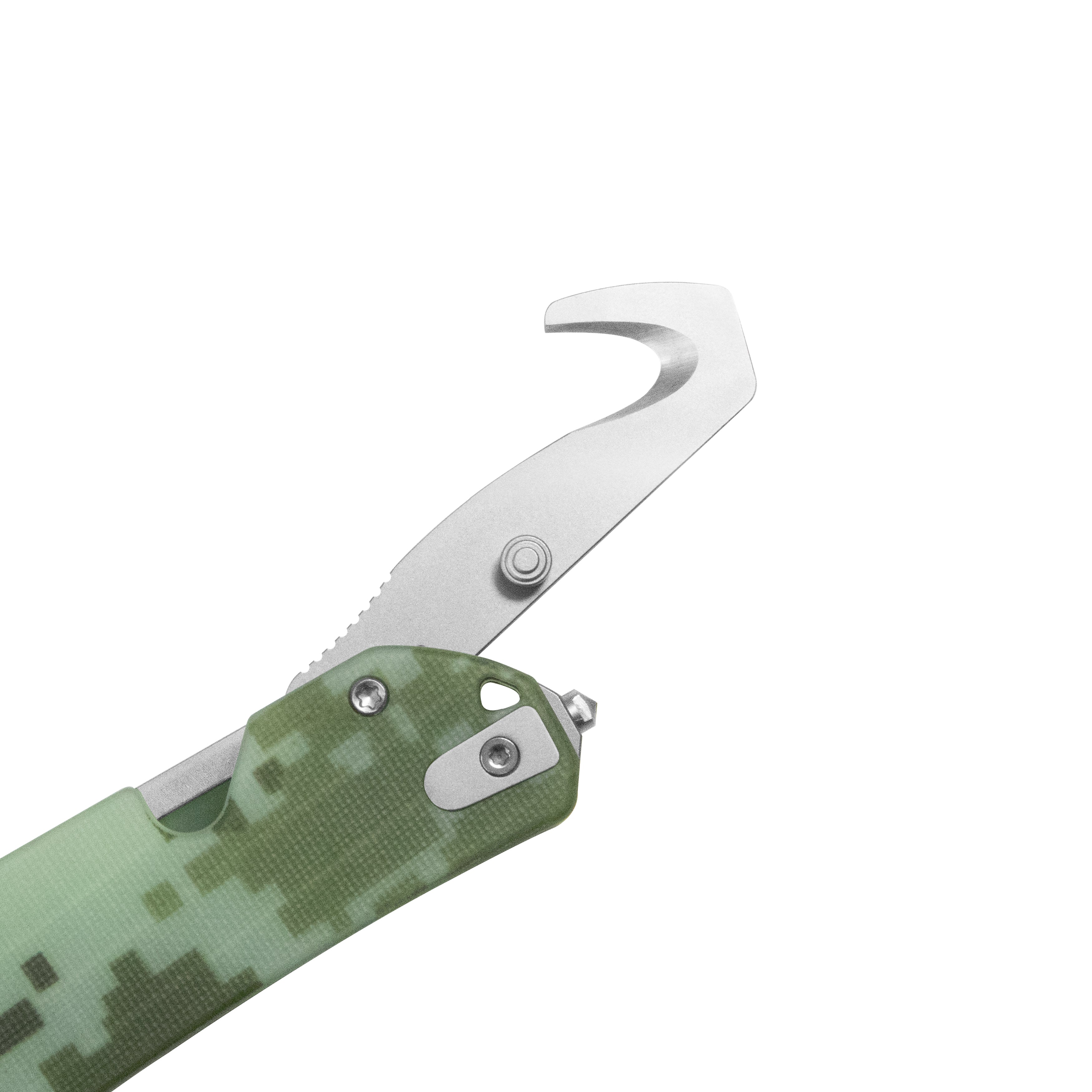 10-8 Button Lock Survival Folding Knife Camo G10 Handle 3.15" Satin 14C28N KU363D