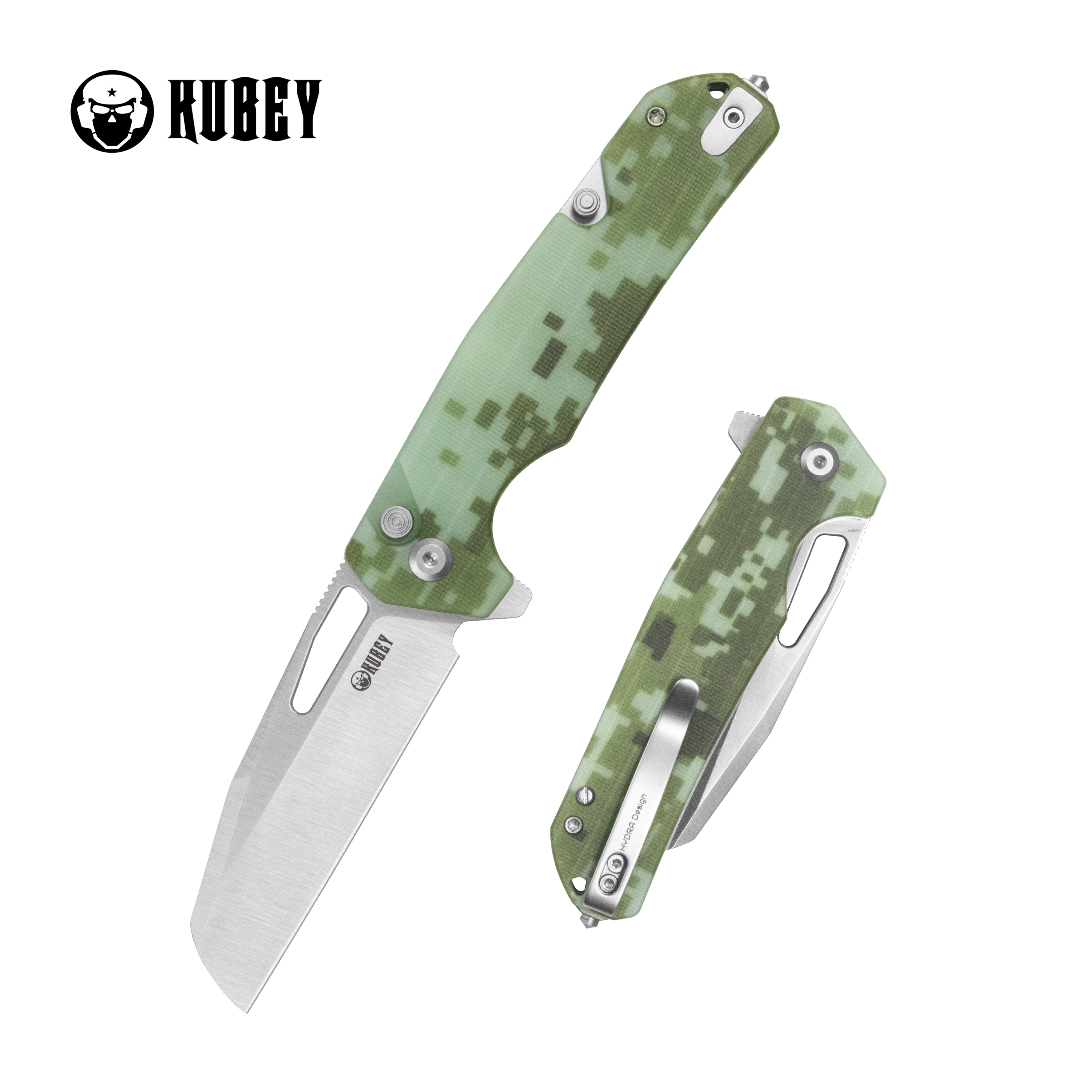 10-8 Button Lock Survival Folding Knife Camo G10 Handle 3.15" Satin 14C28N KU363D