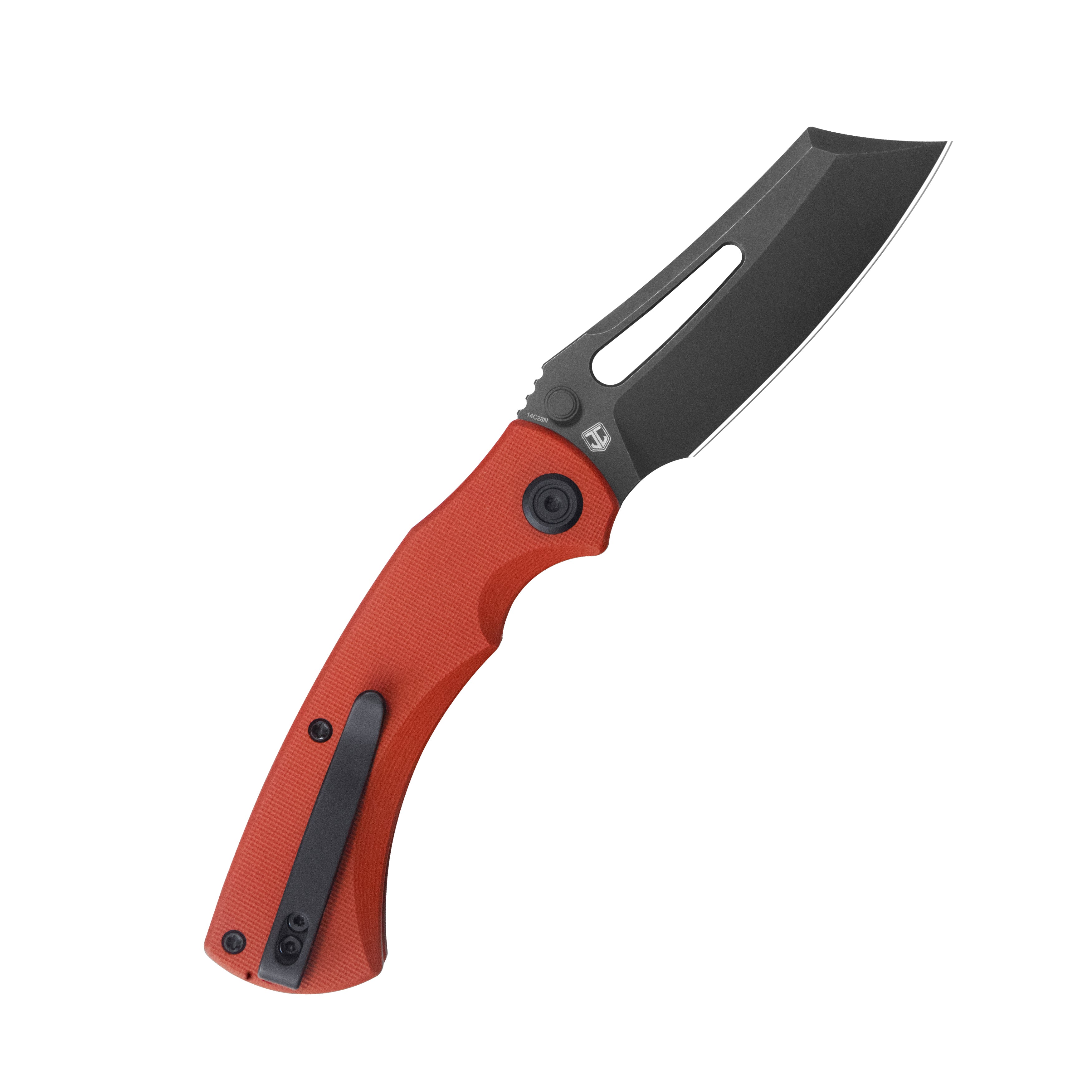 Kubey Dheo EDC Folding Knife Red G-10 Handle 3.15" Blackwash Sandvik 14C28N Blade Knife KU378C