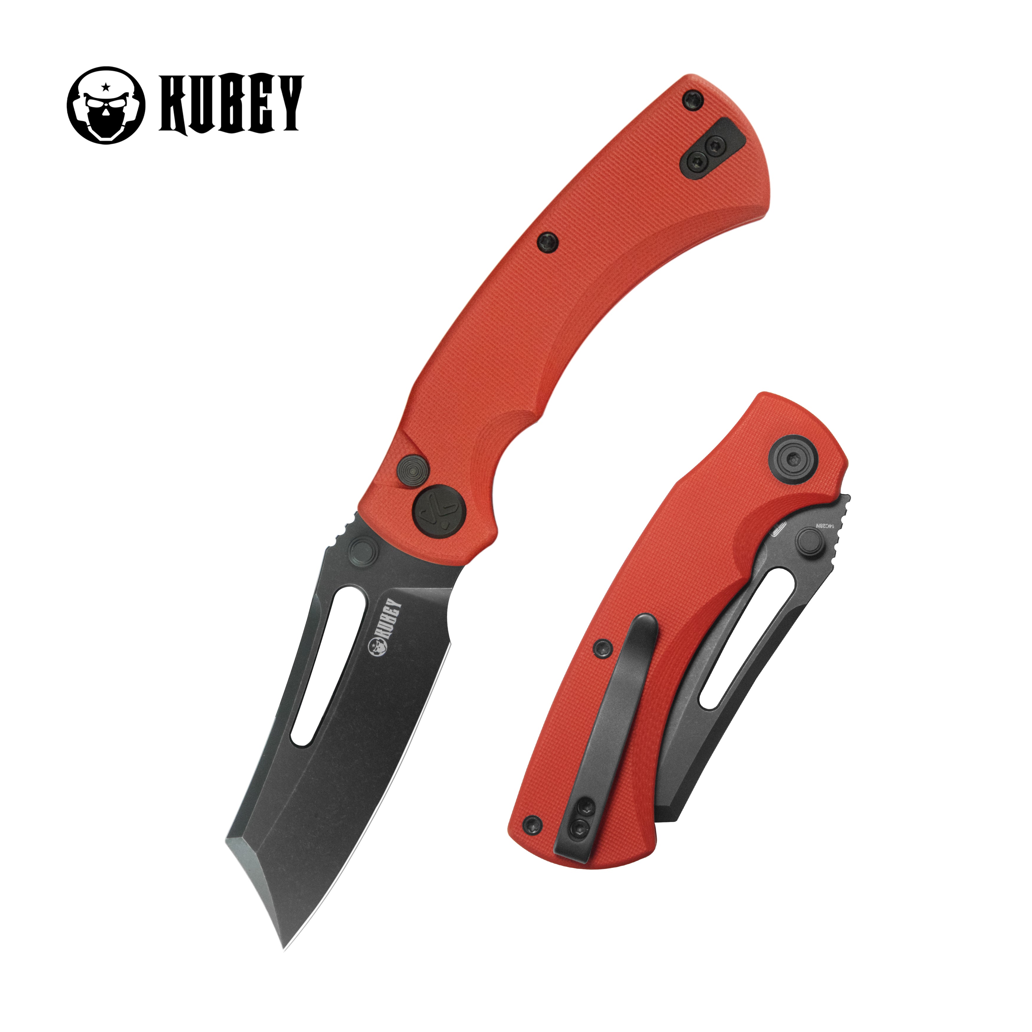 Kubey Dheo EDC Folding Knife Red G-10 Handle 3.15" Blackwash Sandvik 14C28N Blade Knife KU378C