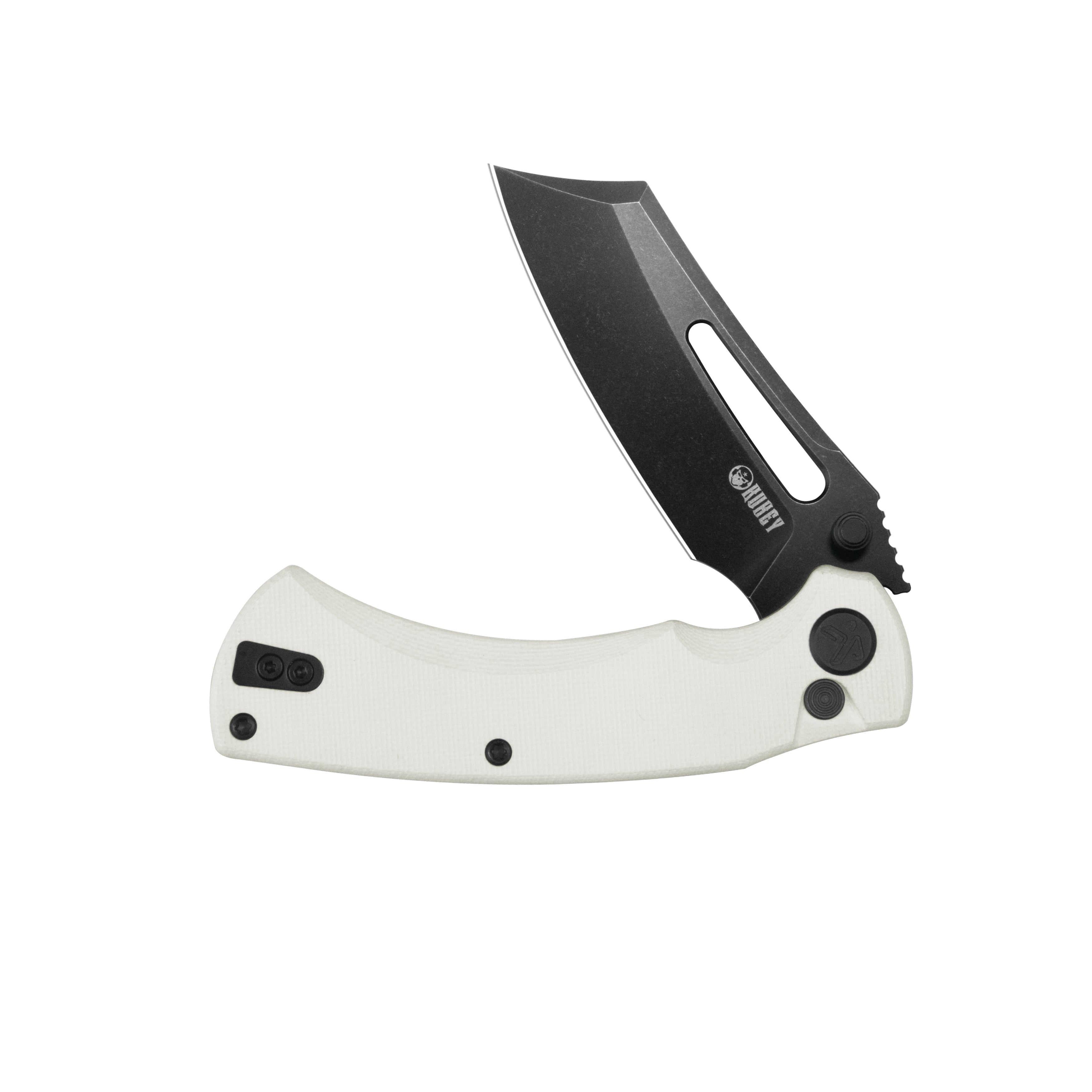 Kubey Dheo EDC Folding Knife White G-10 Handle 3.15" Blackwash Sandvik 14C28N Blade Knife KU378E