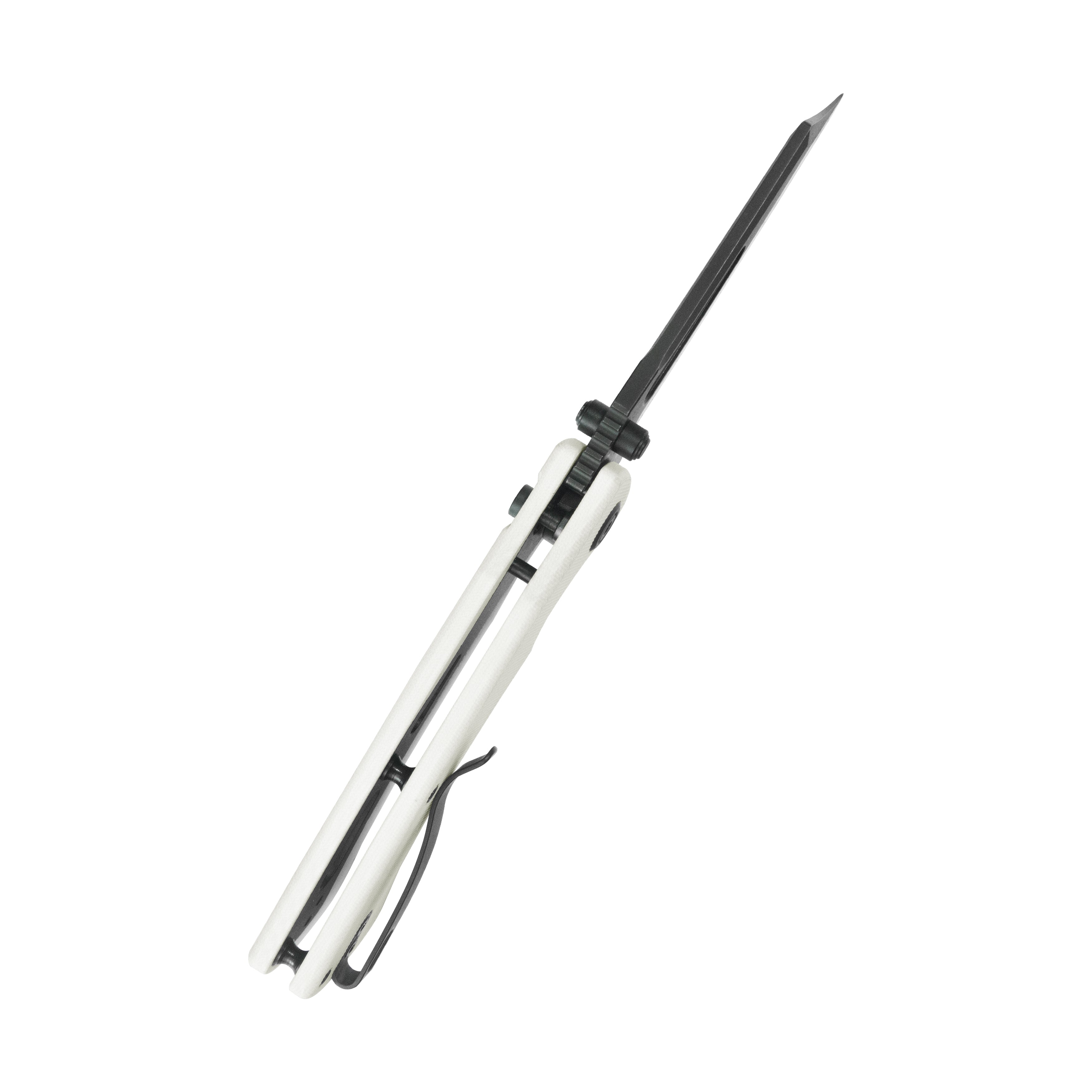 Kubey Dheo EDC Folding Knife White G-10 Handle 3.15" Blackwash Sandvik 14C28N Blade Knife KU378E