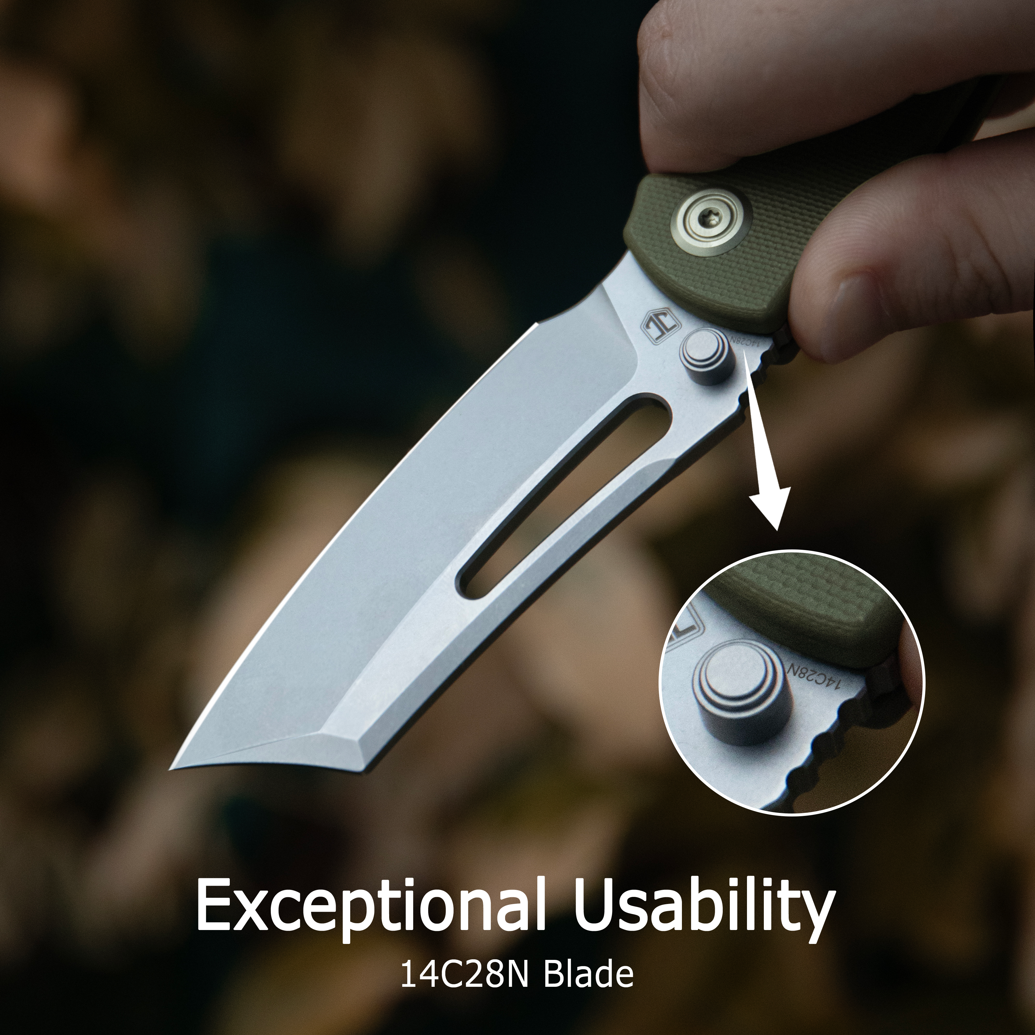 Kubey Dheo EDC Folding Knife White G-10 Handle 3.15" Blackwash Sandvik 14C28N Blade Knife KU378E